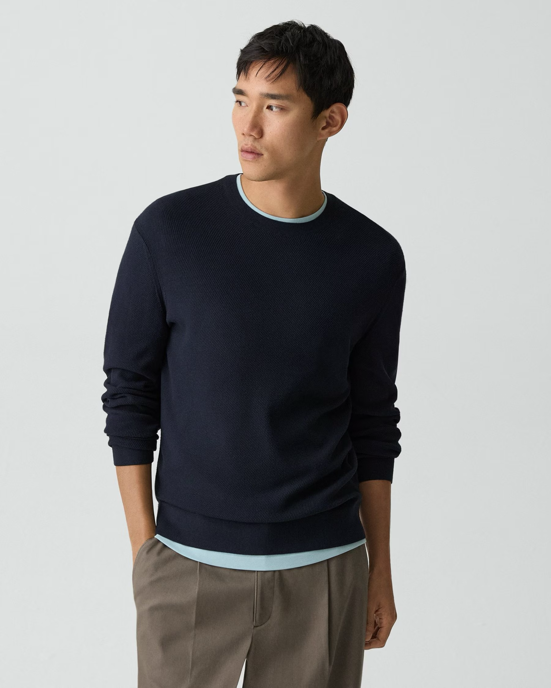Riland Crewneck Sweater in Light Bilen Dark Eclipse
