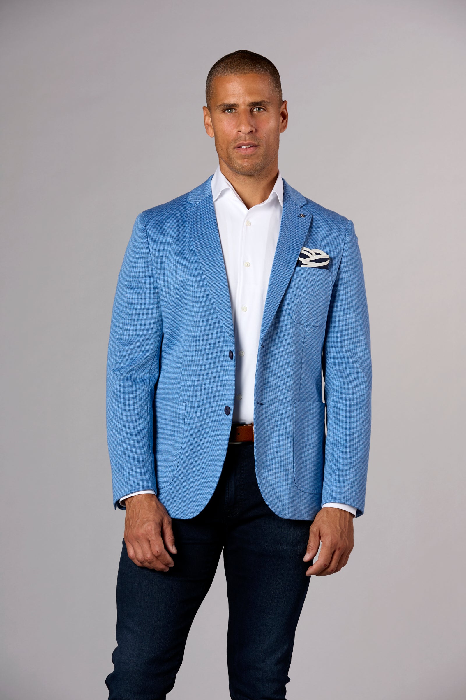 Stretch Knit Patch Pocket Blazer Indigo