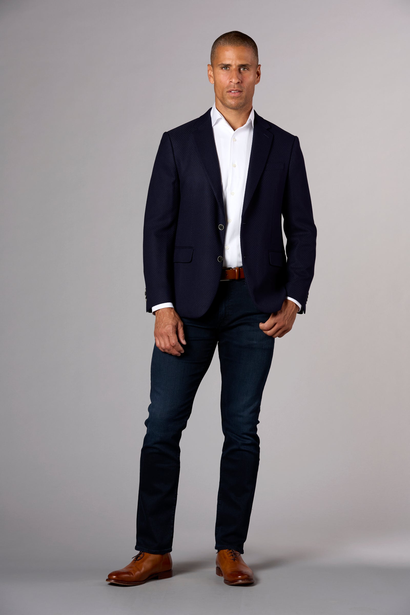 Arani Textured Jacket Navy