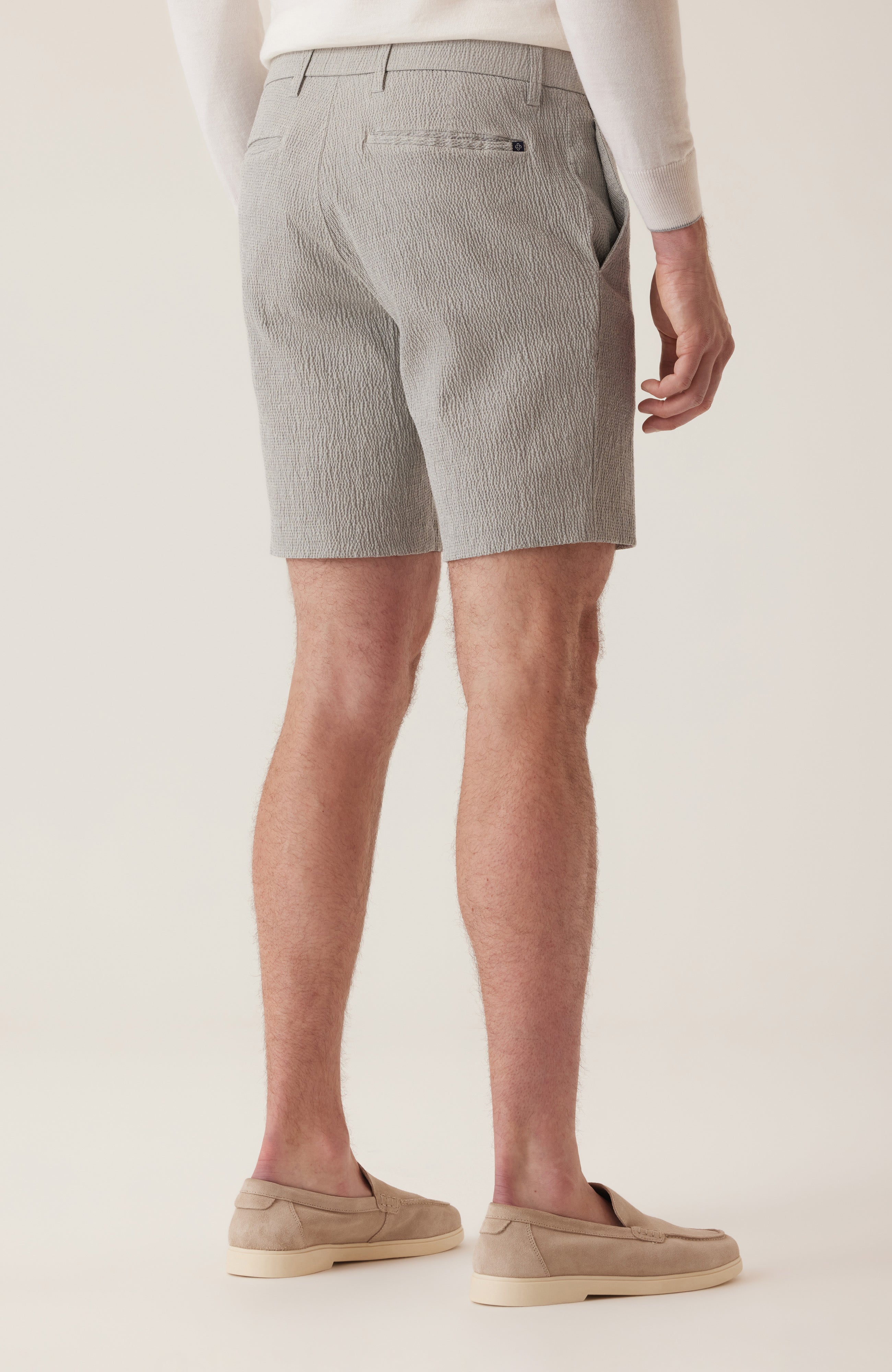 Oasis Bermuda Seersucker Short Grey Heather Mini Check