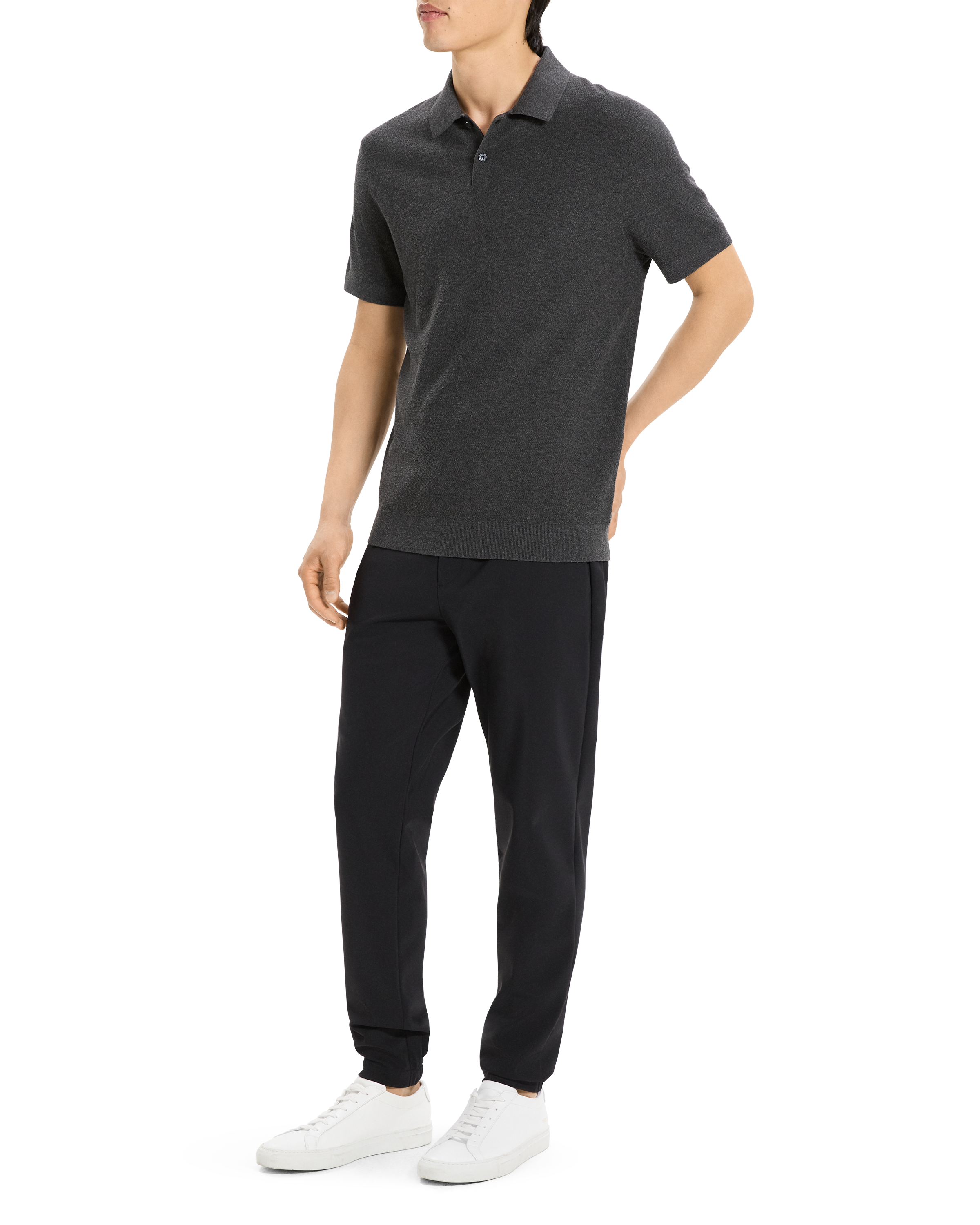 Soris Polo in Light Bilen Charcoal Melange