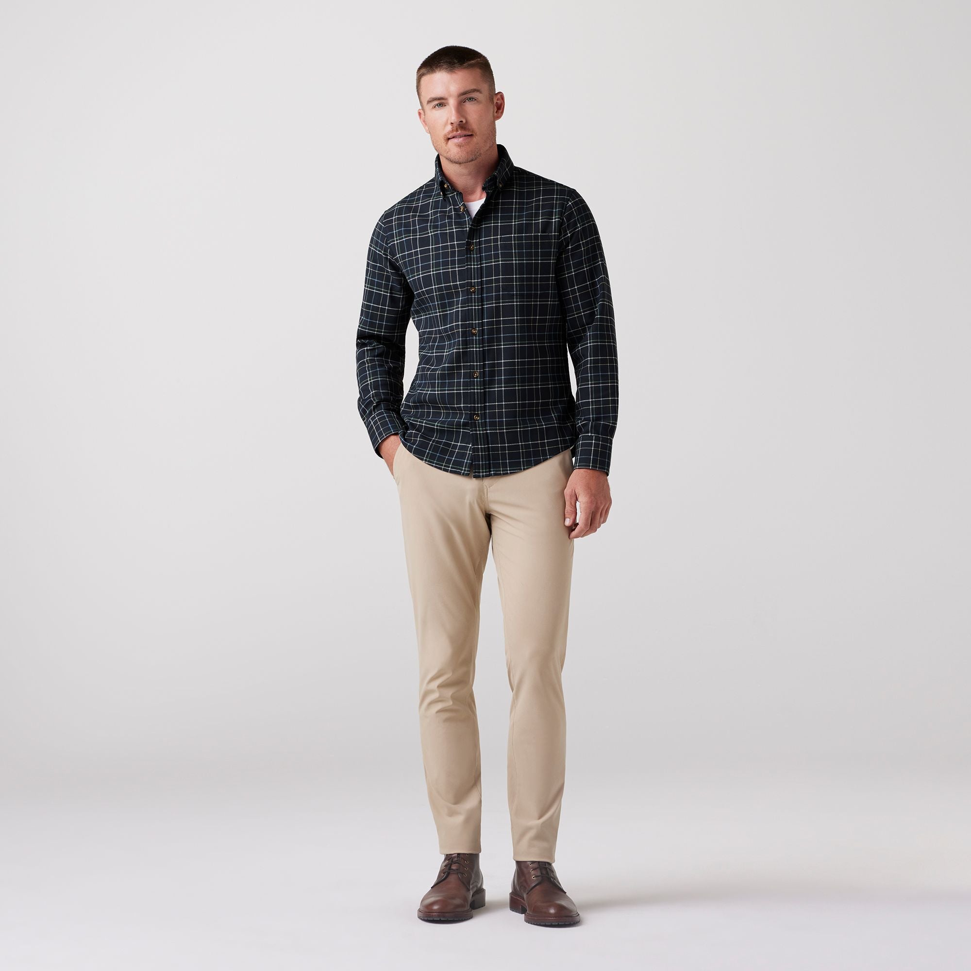 City Flannel Twill, Navy Andrew Plaid