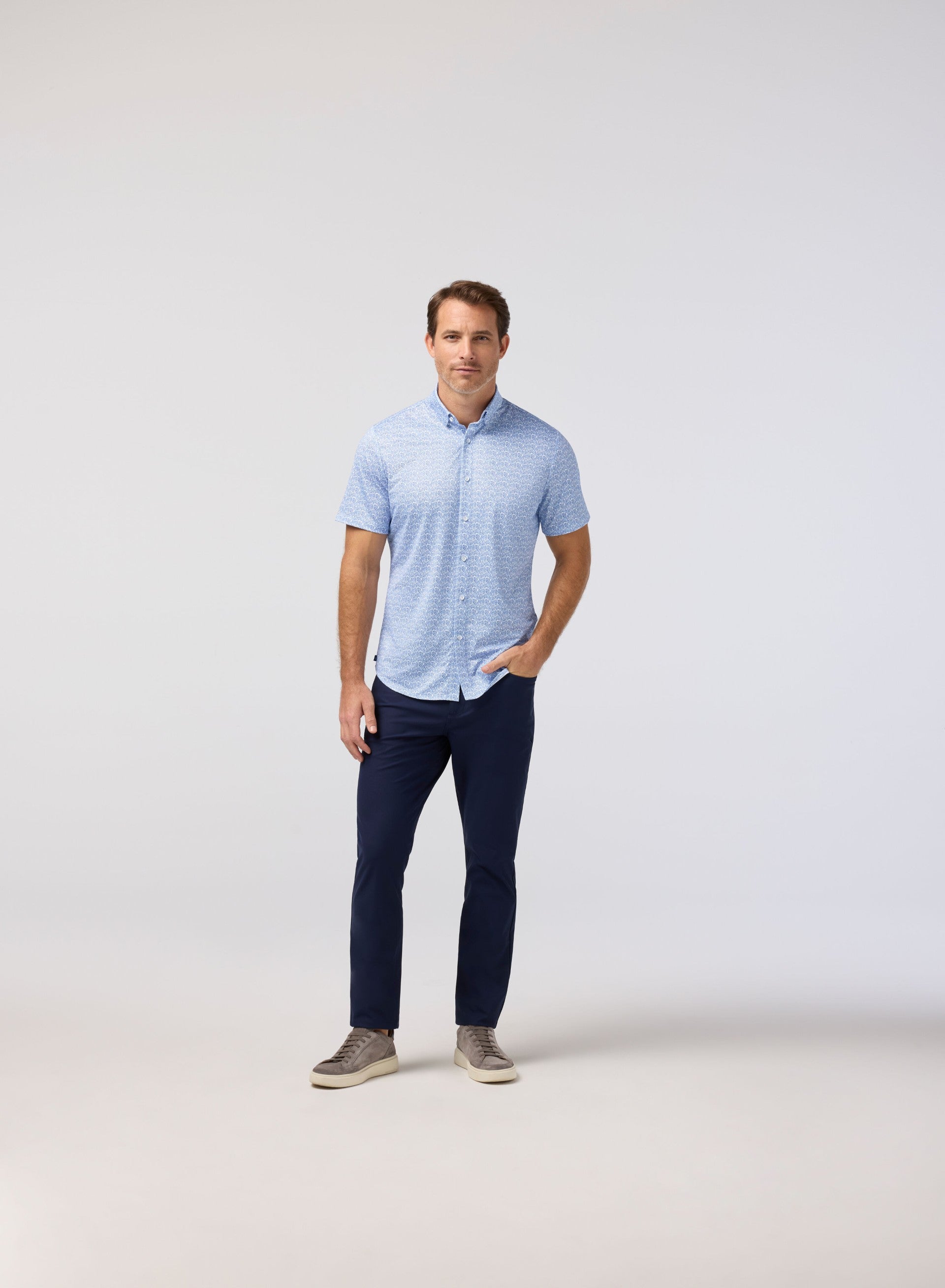 Halyard Short Sleeve Dress Shirt Coastal Fjord Palm Print