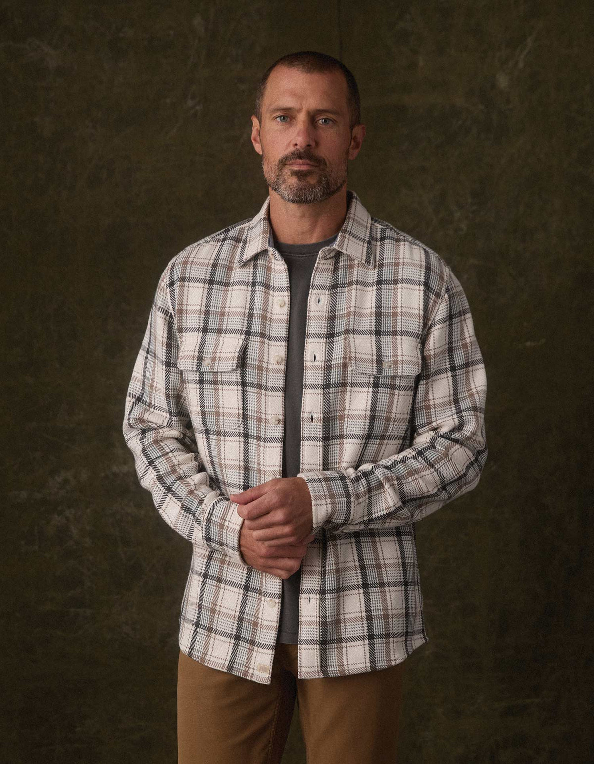 Mountain Textured Overshirt Winter White Plaid