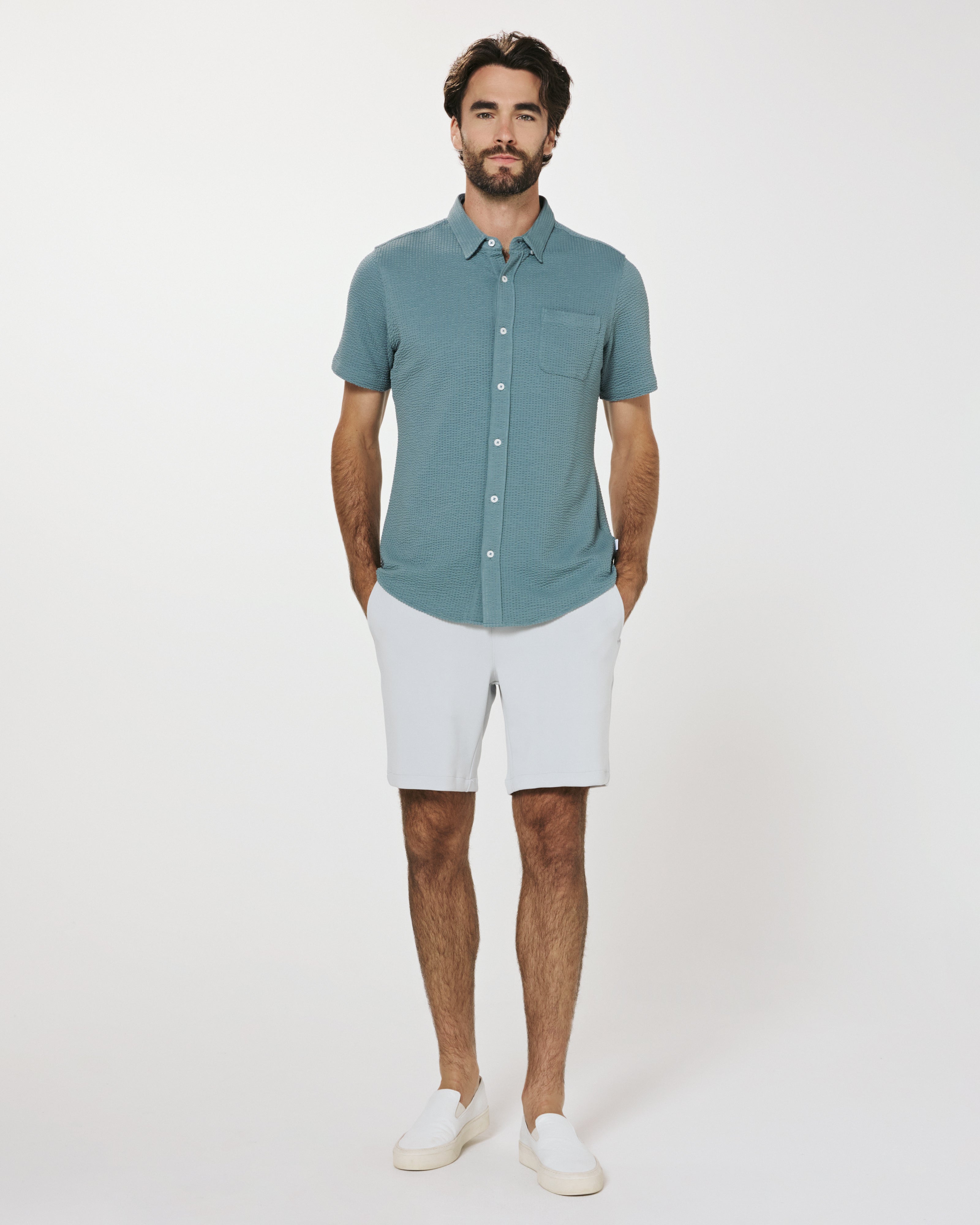 Bennet Seersucker Shirt Stone Blue