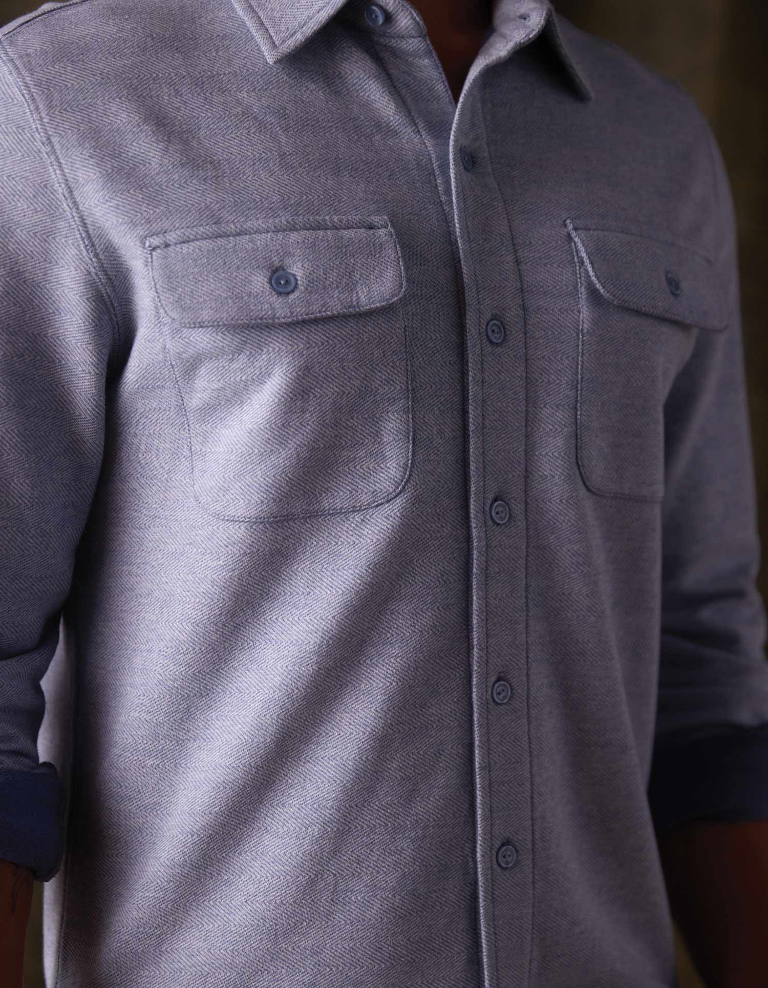 Textured Knit Everyday Shirt Vintage Blue