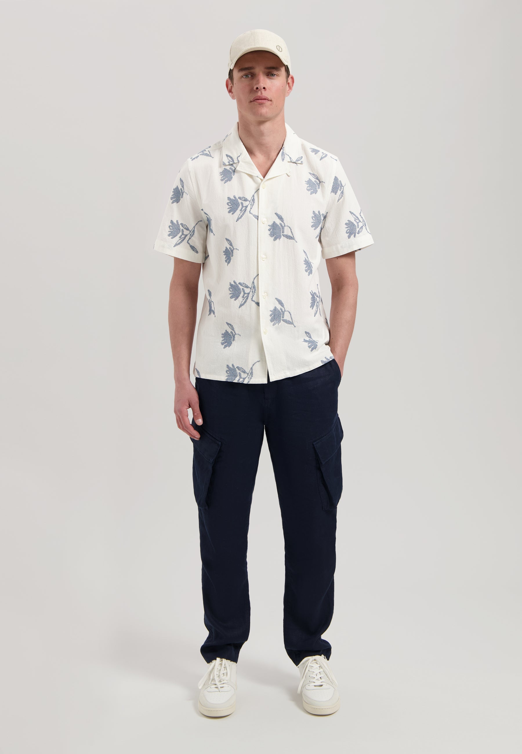 Isidro Embroidered Resort Shirt Provincial Blue