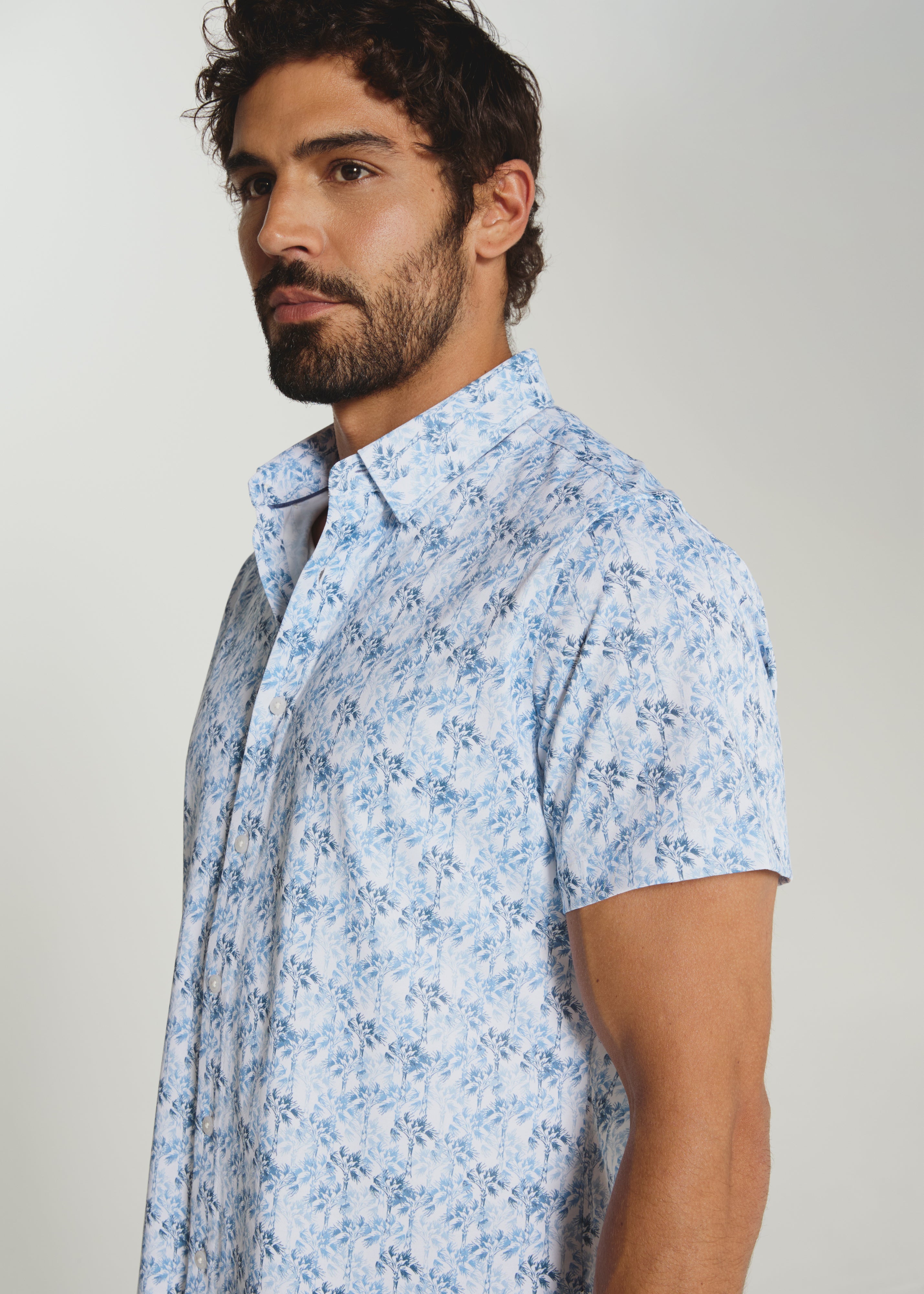 Palmline Short Sleeve Shirt Light Blue