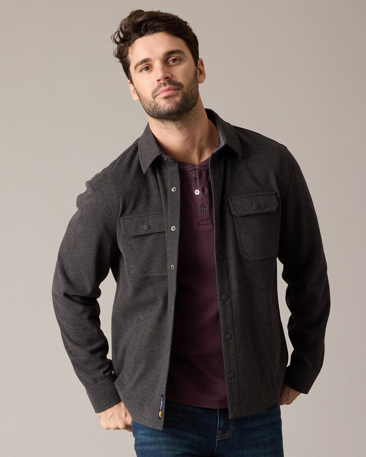Hamlin Twill Shirt Jacket Charcoal