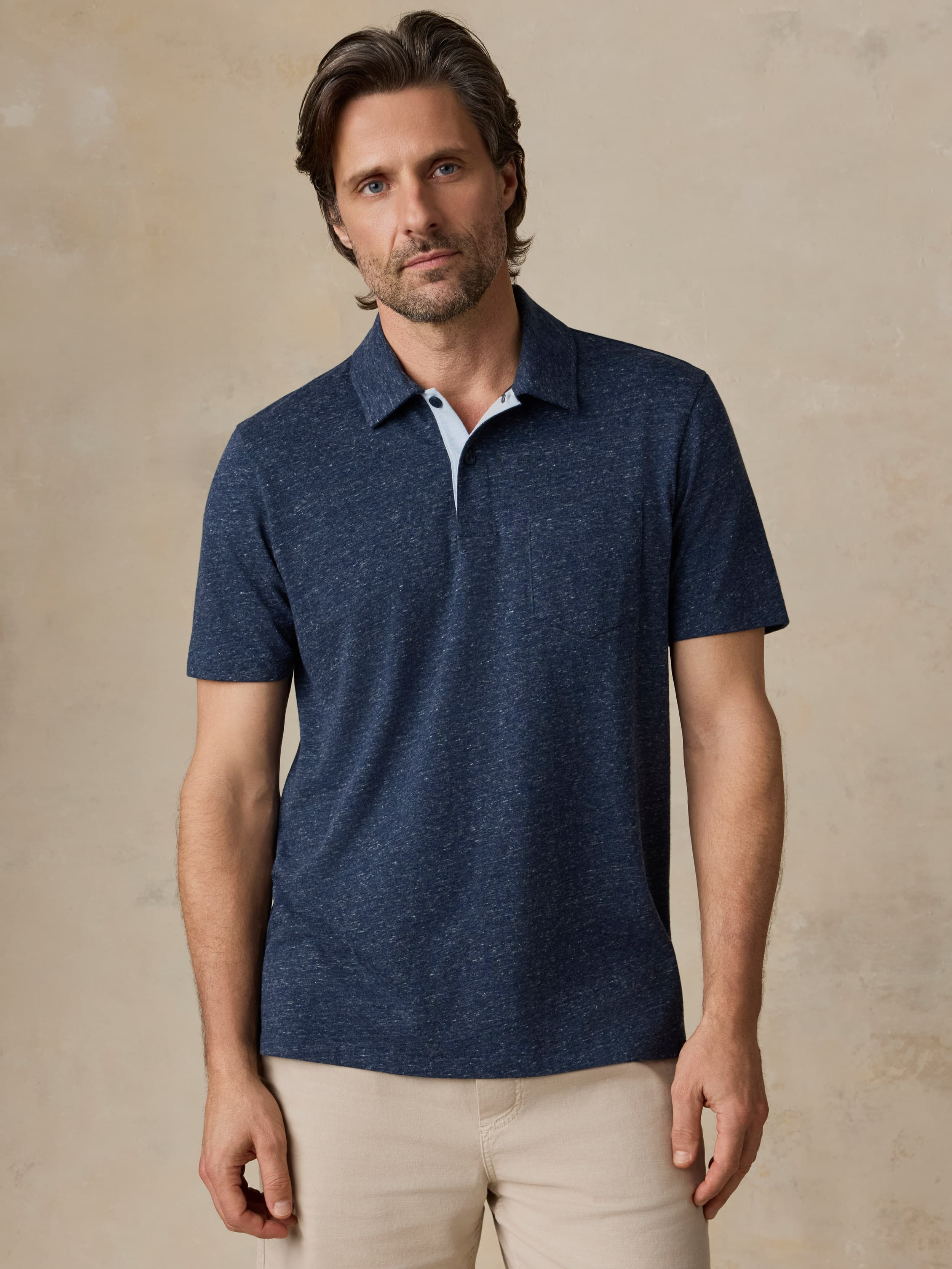 Breeze Short Sleeve Polo Midnight Skies Heather