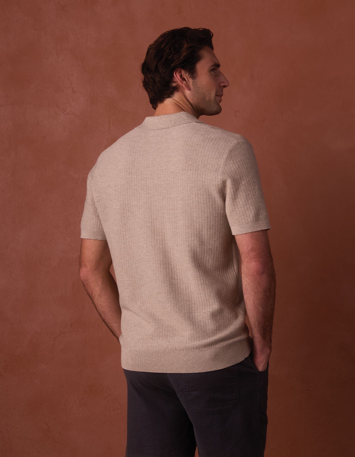 Breezeknit Short Sleeve Polo Flax
