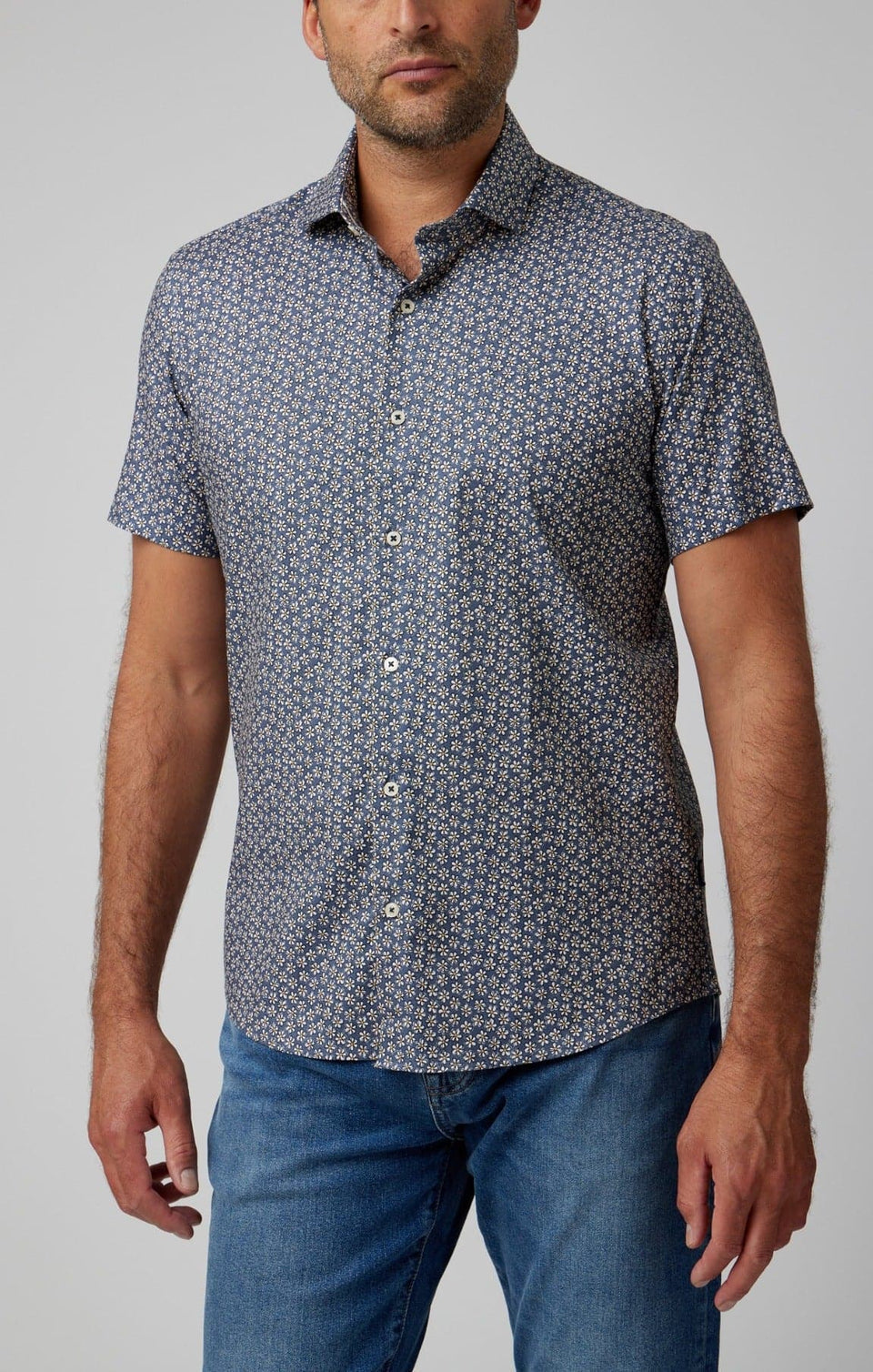 Daisy Print Tencel Shirt Navy