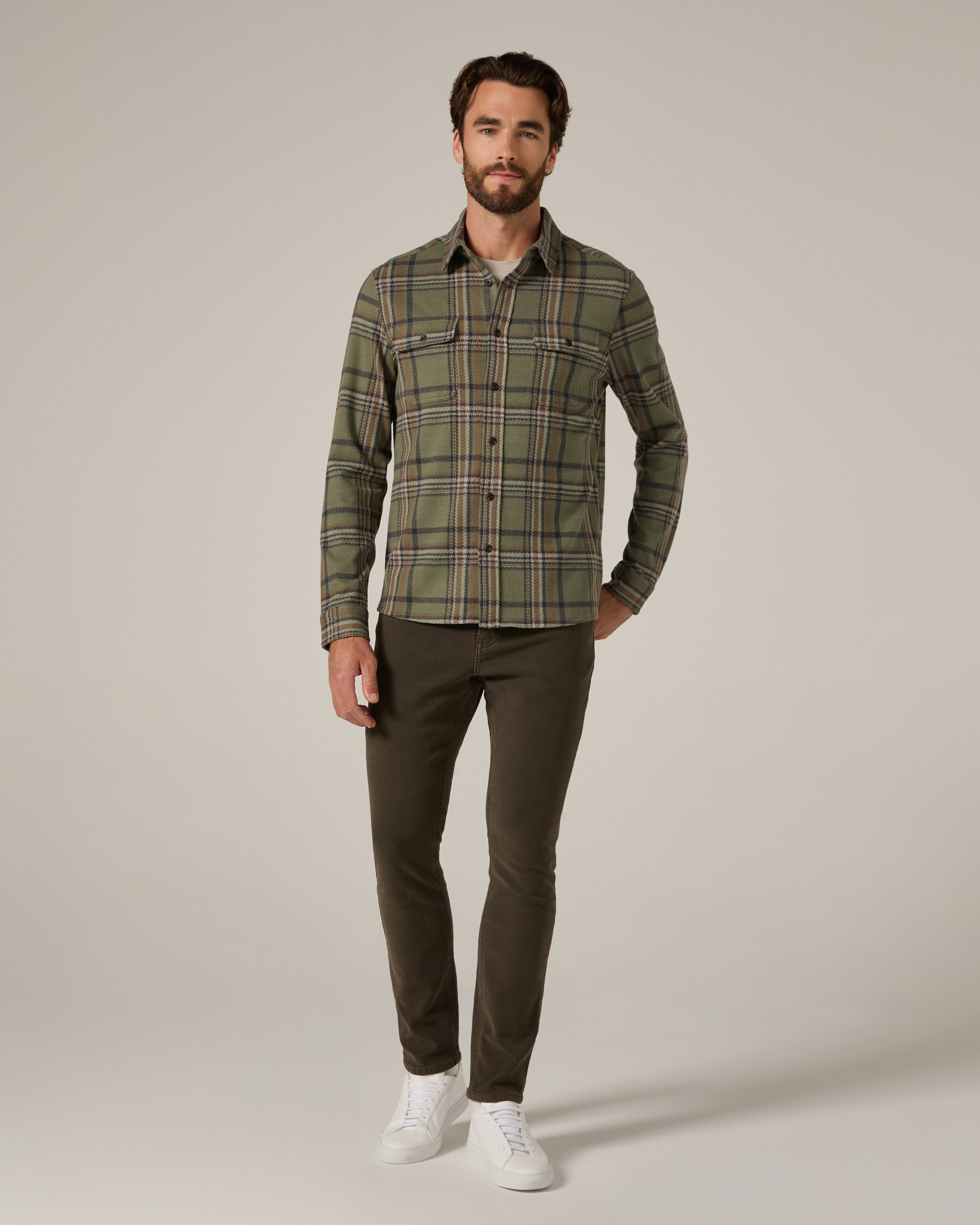 Generation Long Sleeve Plaid Shirt Basil