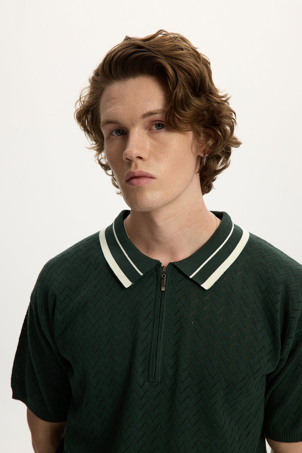 Zip Knit Polo Green