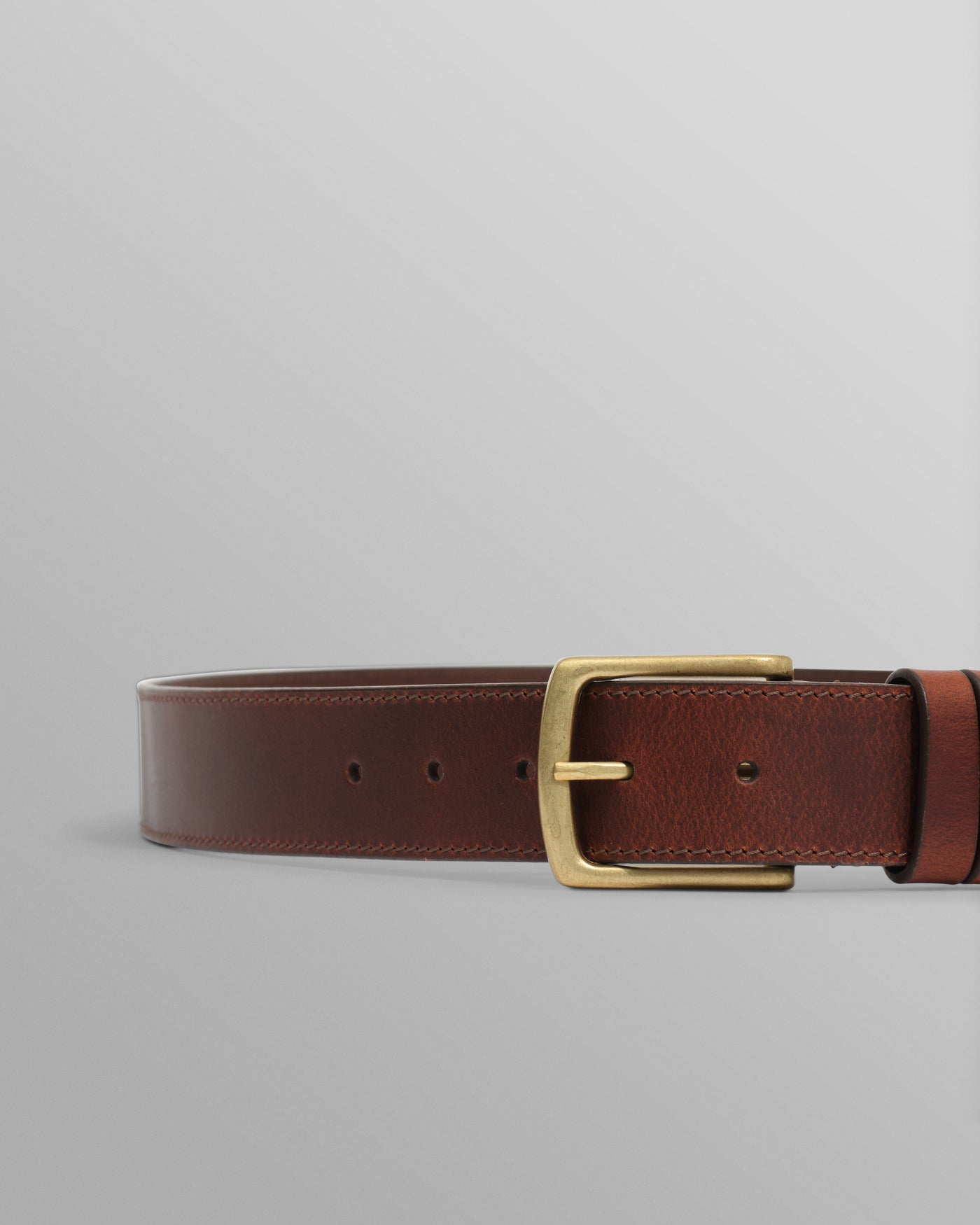 Paton Belt - Geo Stitch Leather Dark Brown