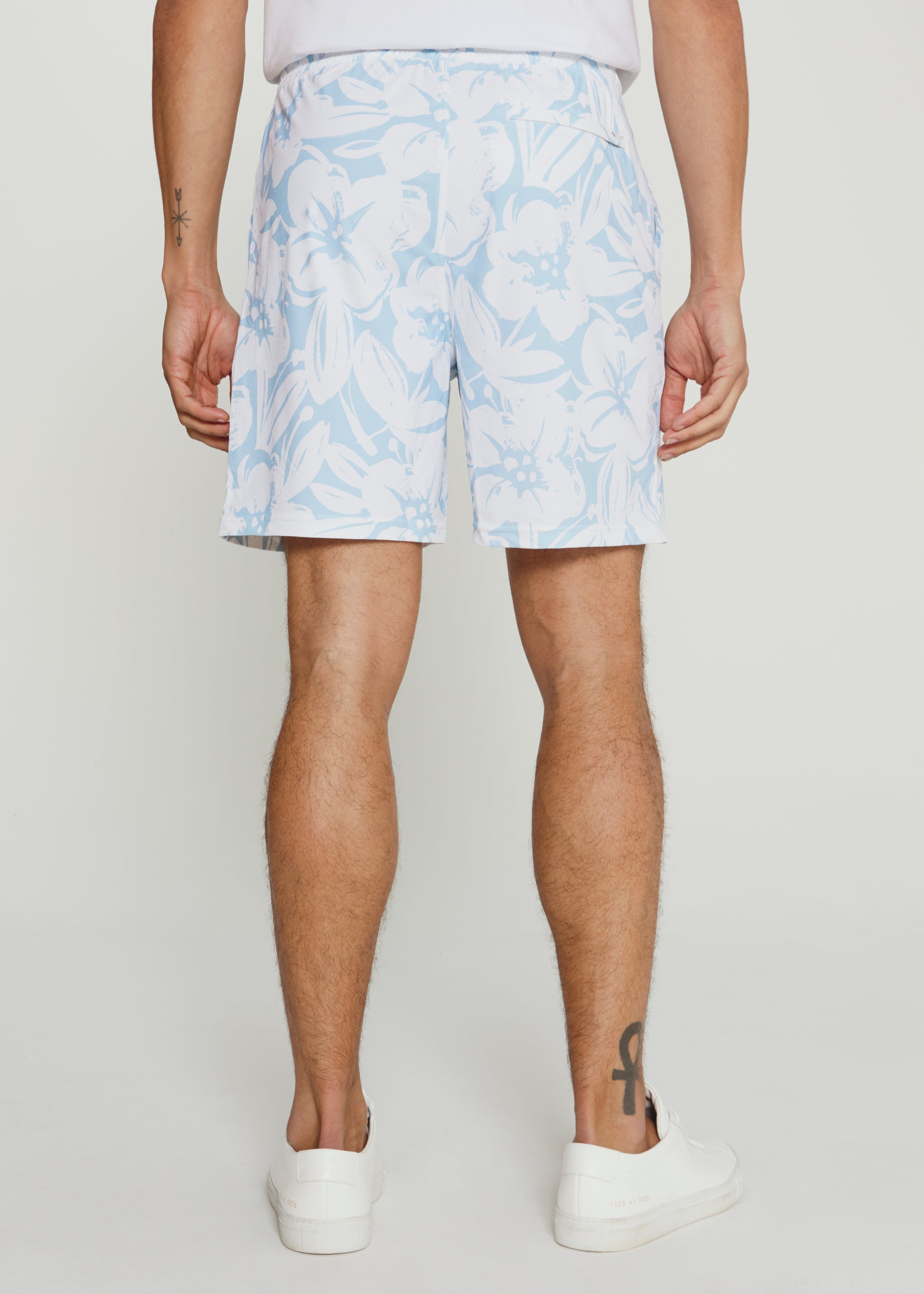 The Crew Swim Trunk Light Blue Floral