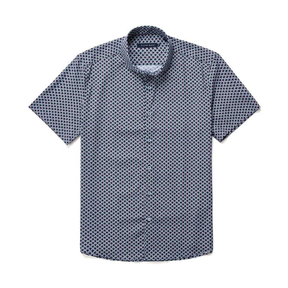 Retro Palm Print Tencel Shirt Lavender