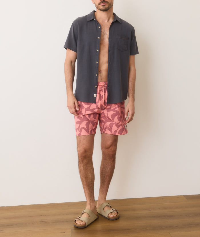 Lined Sport & Swim Short - 6" Warm Abstract Print