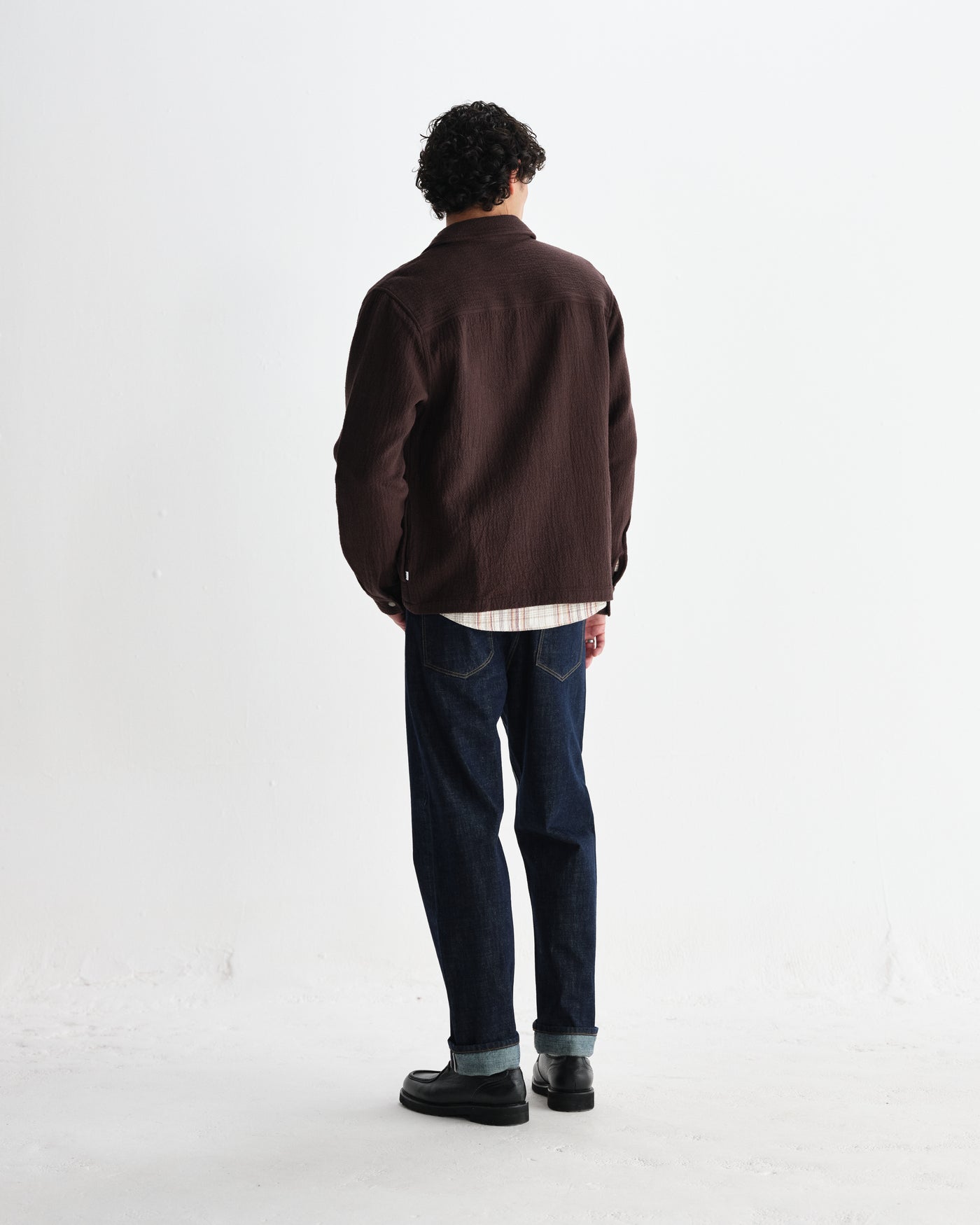 Romer Shirt - Heavy Crinkle Cotton Dark Brown