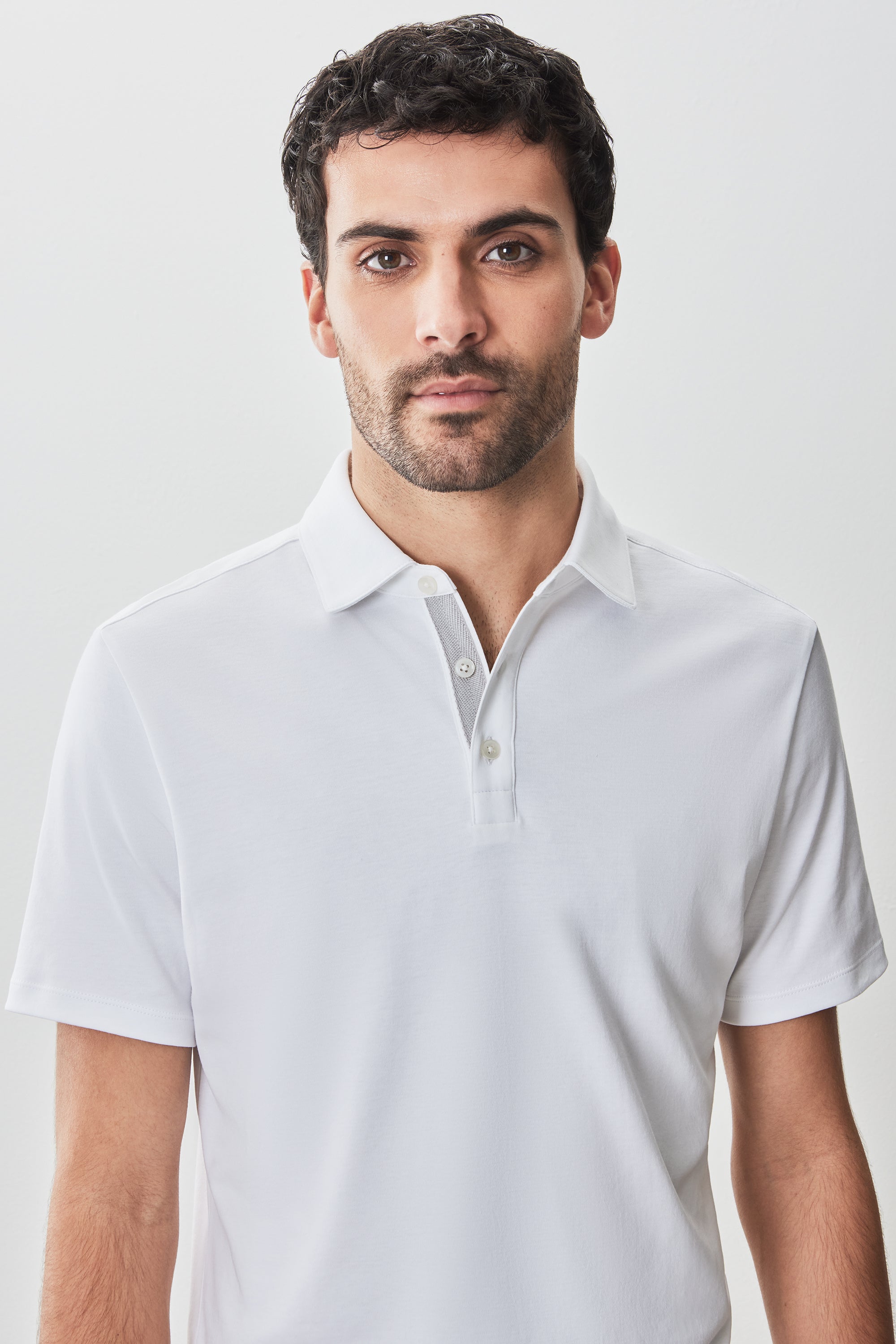 Georgia Short Sleeve Herringbone Polo White