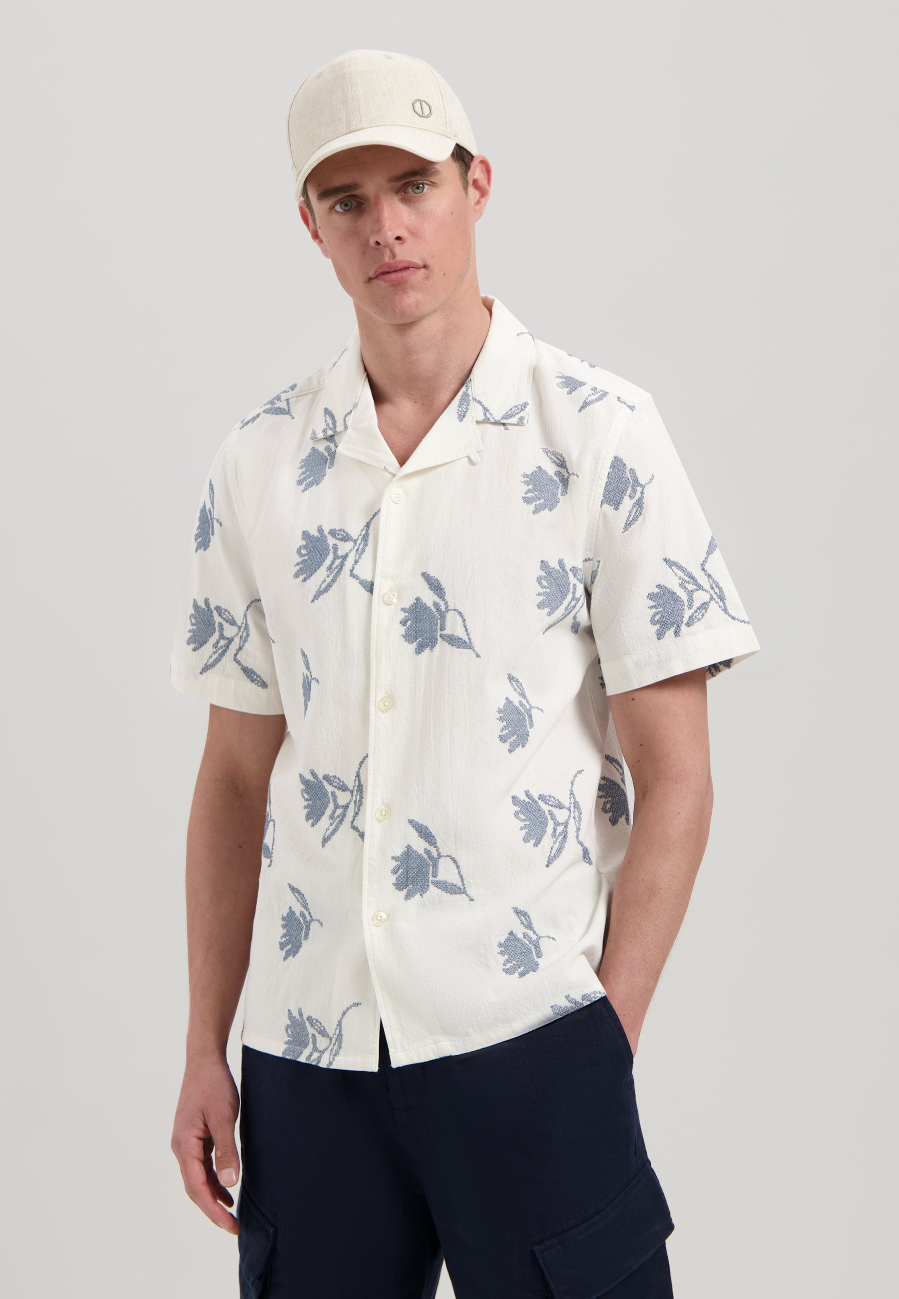 Isidro Embroidered Resort Shirt Provincial Blue