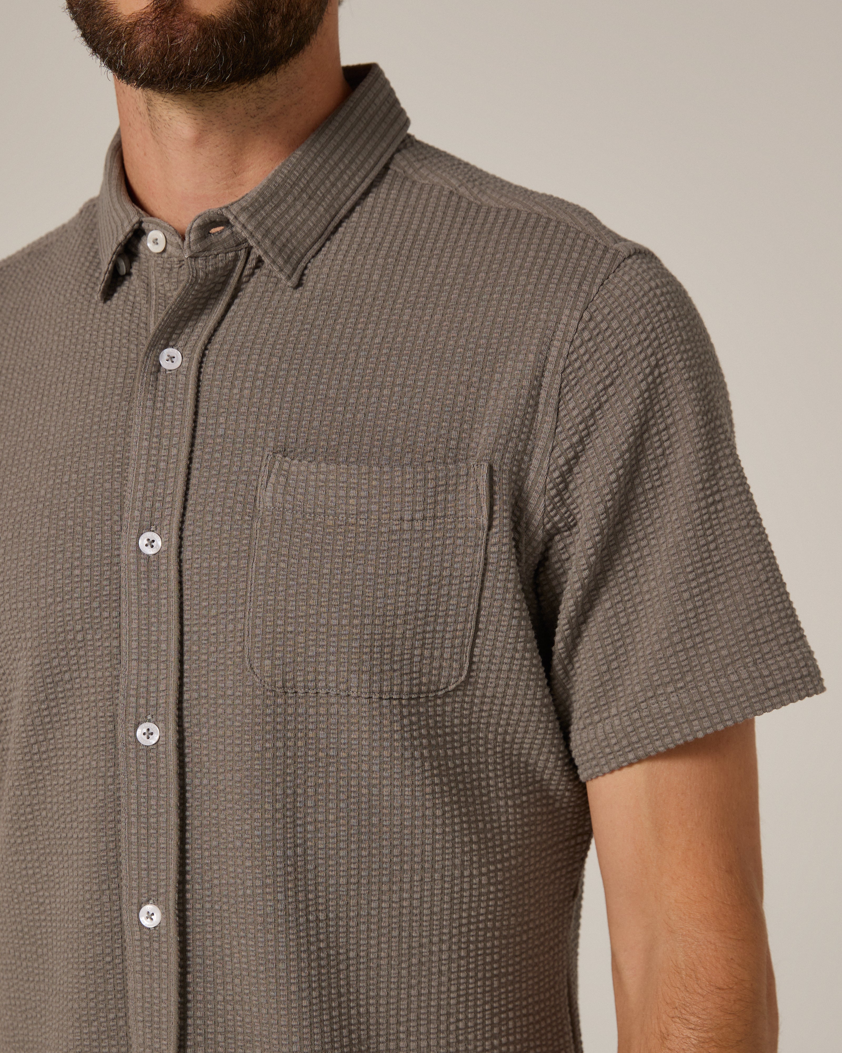 Bennet Seersucker Shirt Steel Grey