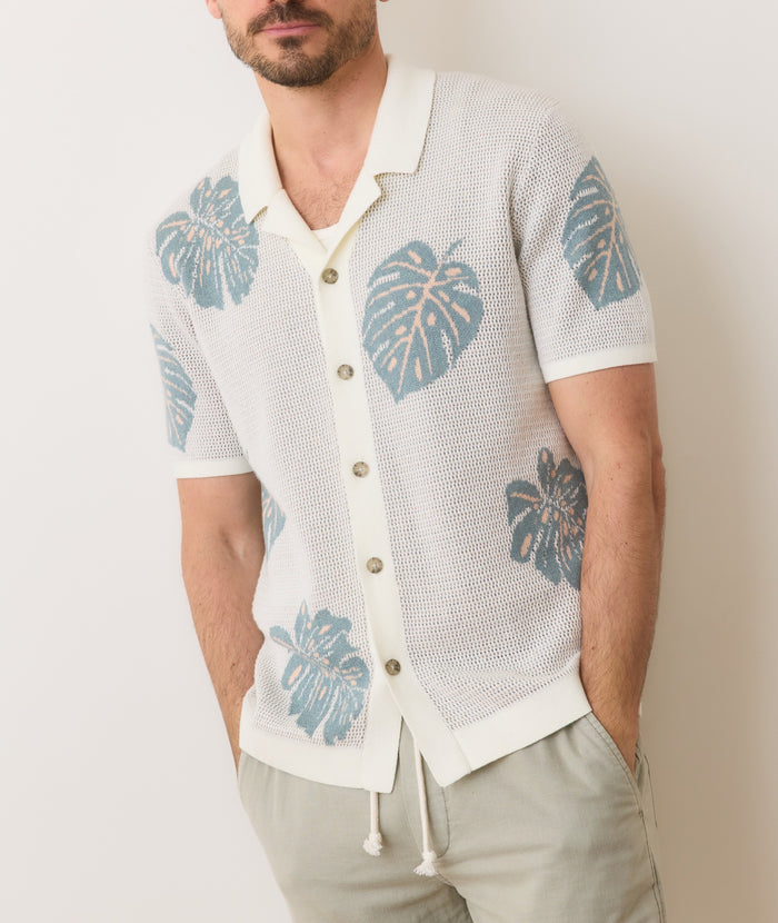 Asher Sweater Resort Shirt White/Topaz