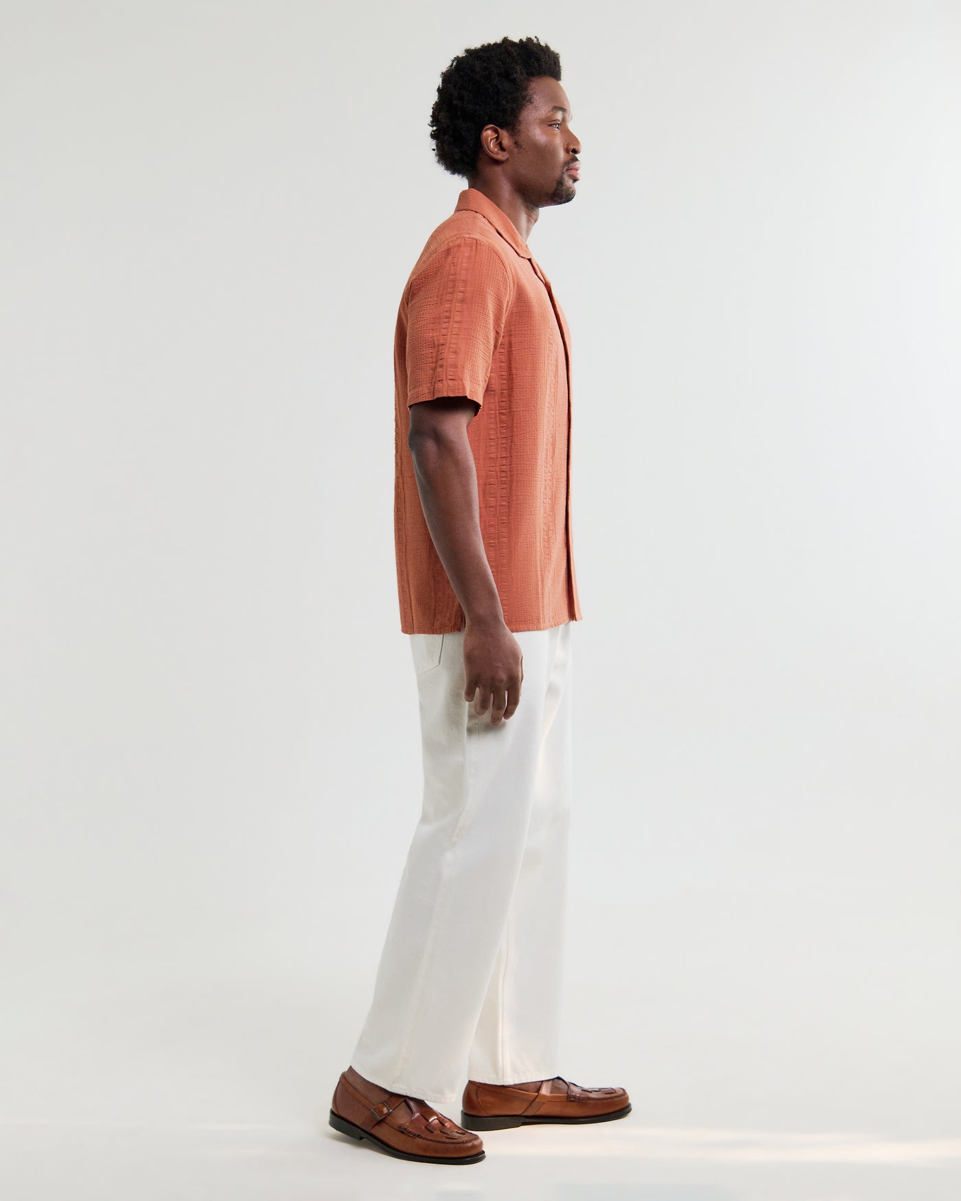 Didcot Shirt in Double Weave Grid Rust