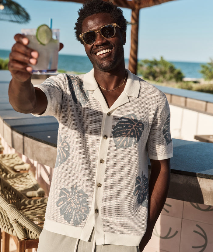 Asher Sweater Resort Shirt White/Topaz