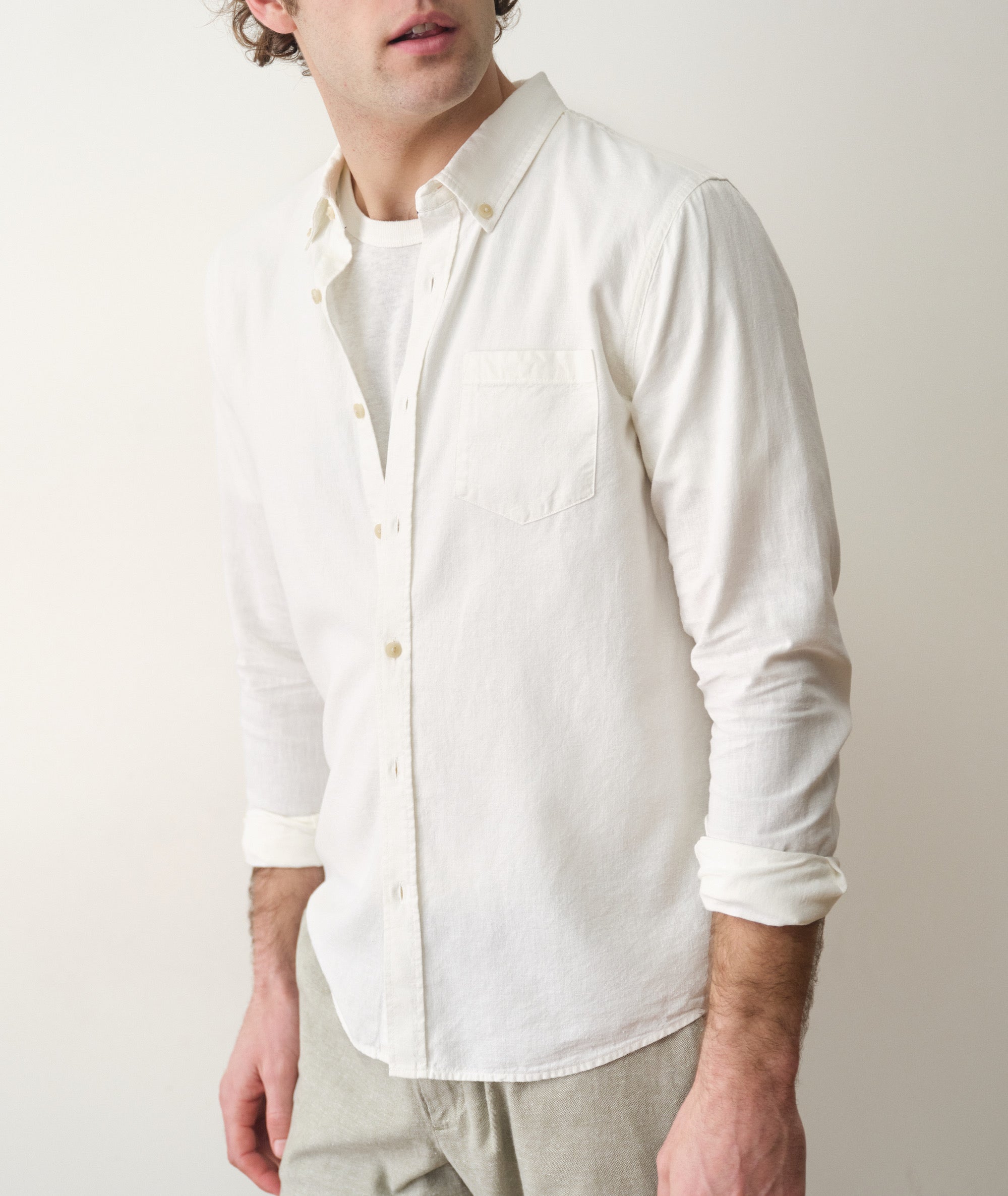 Better-Than-Linen Long Sleeve Shirt White