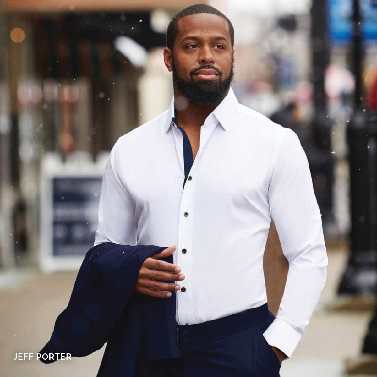 The Springer Shirt White/Navy Accent
