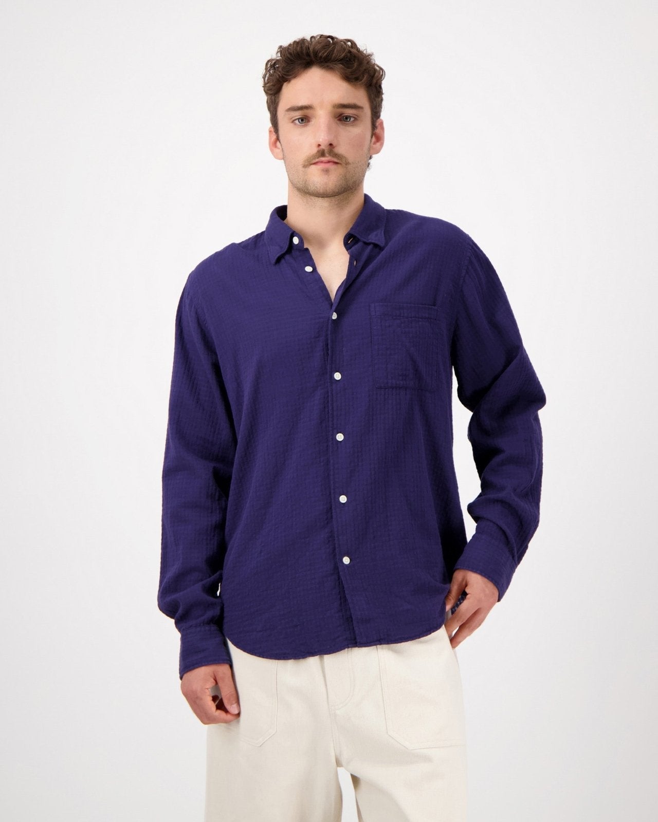 Konga Textured Cotton Shirt Navy