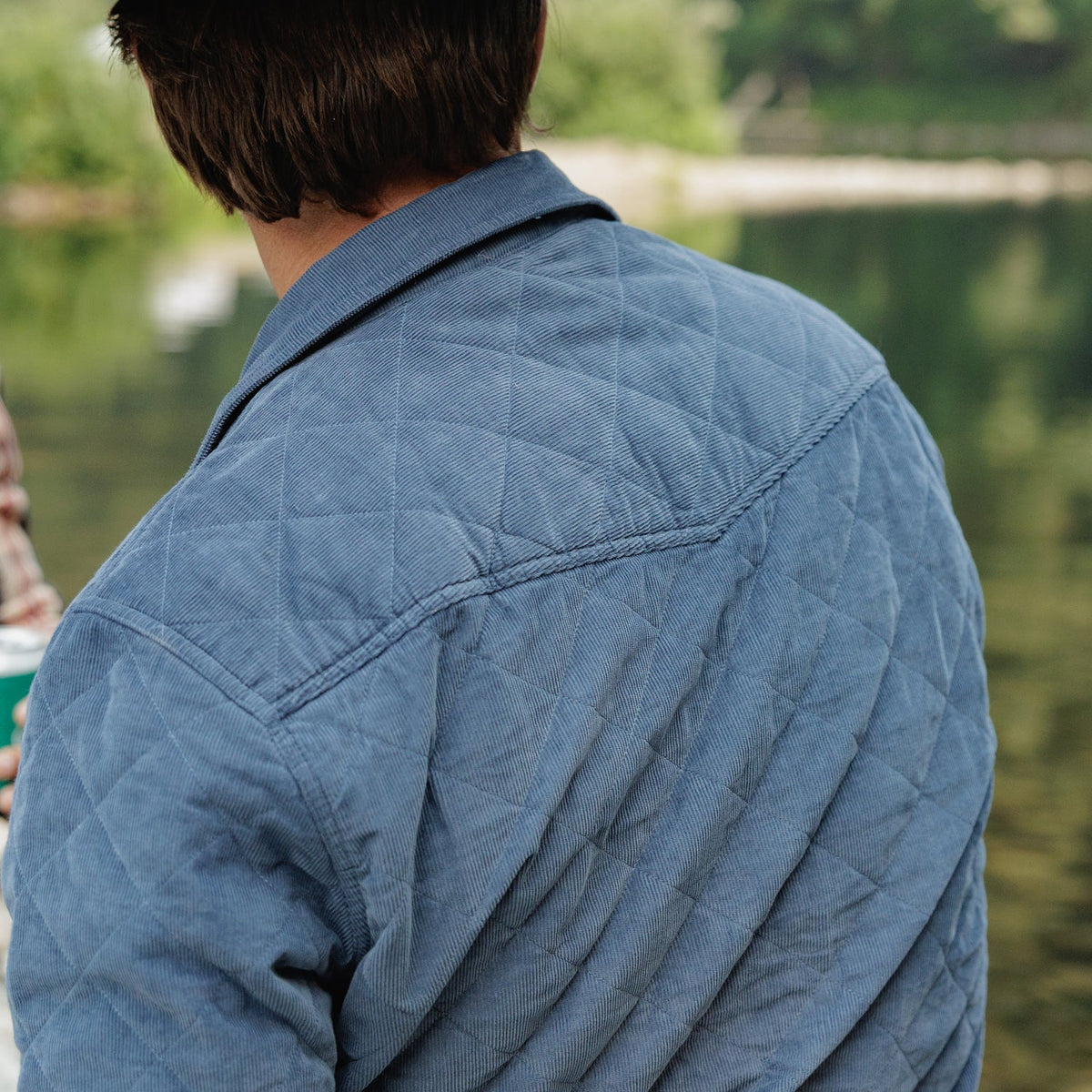 Corduroy Quilt Pearl Snap Jacket Slate Blue