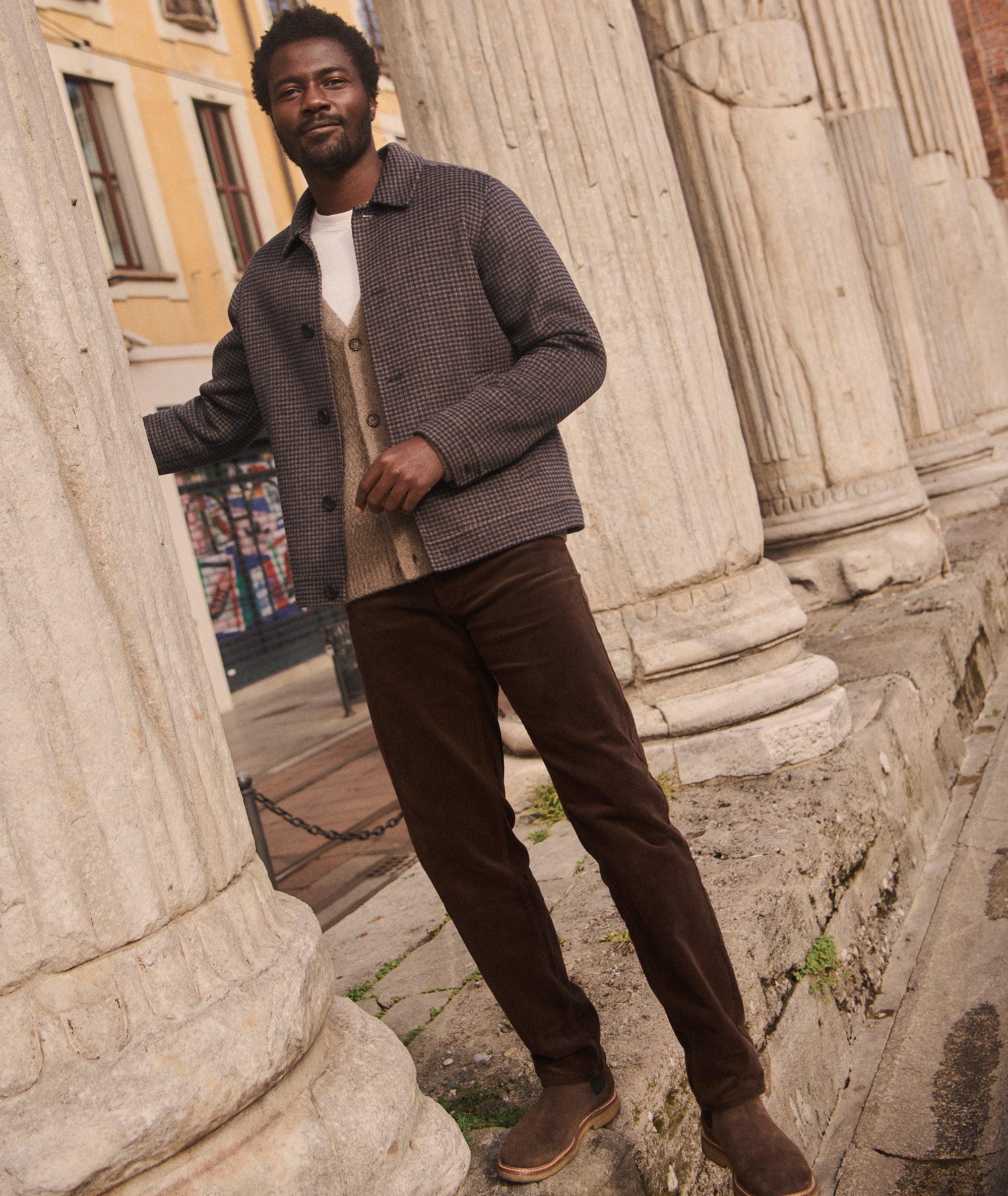 Slim Straight Flex Terry Cords Dark Brown