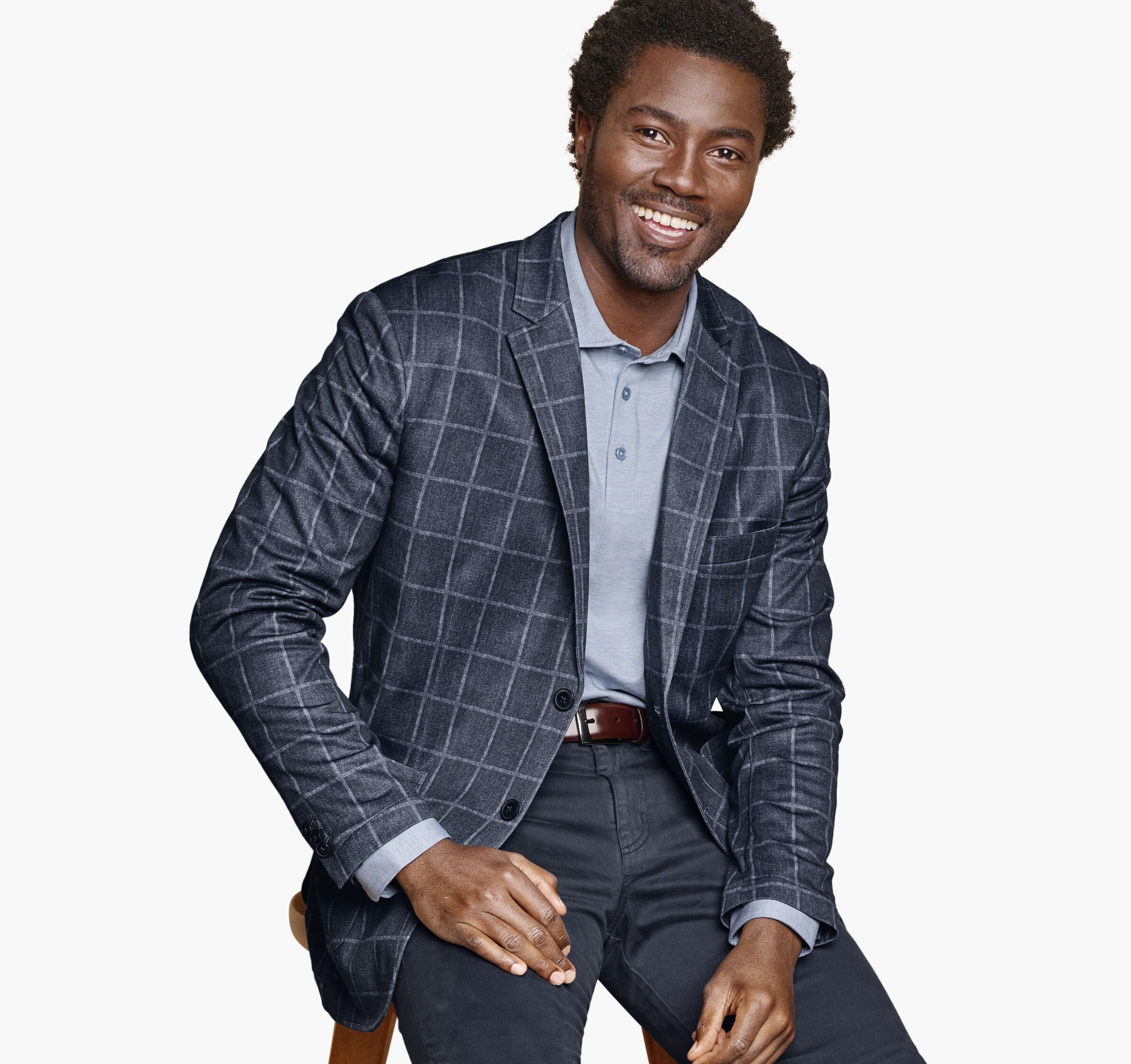 XC Flex Knit Blazer Navy Plaid