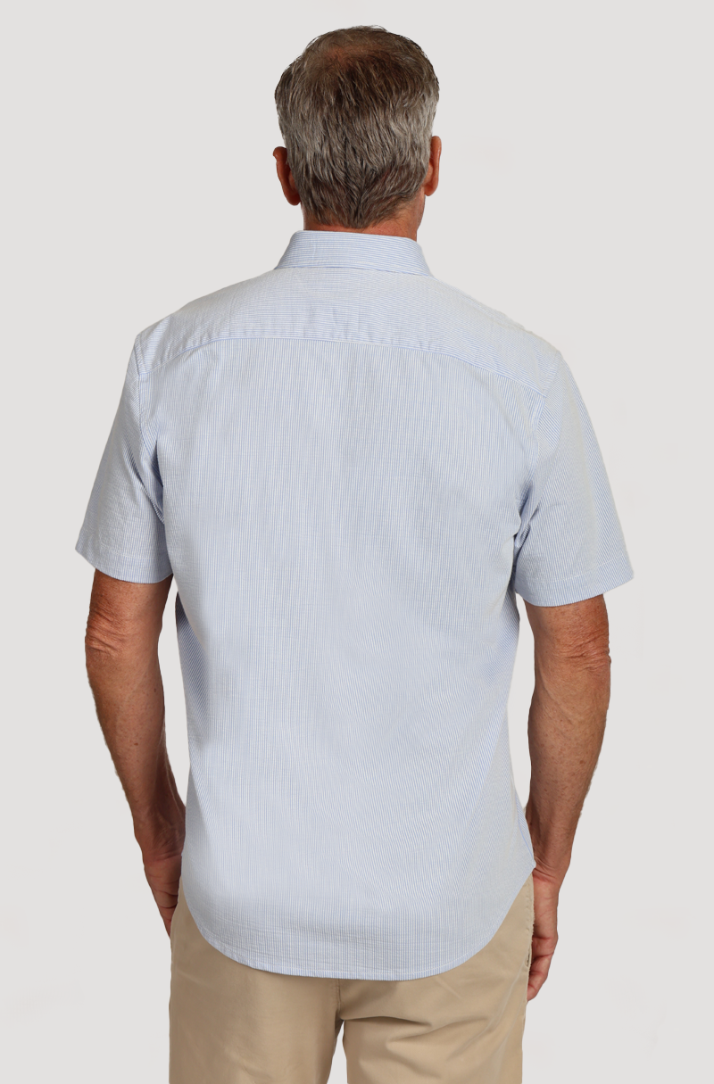 Stretch Knit Seersucker Shirt Light Blue