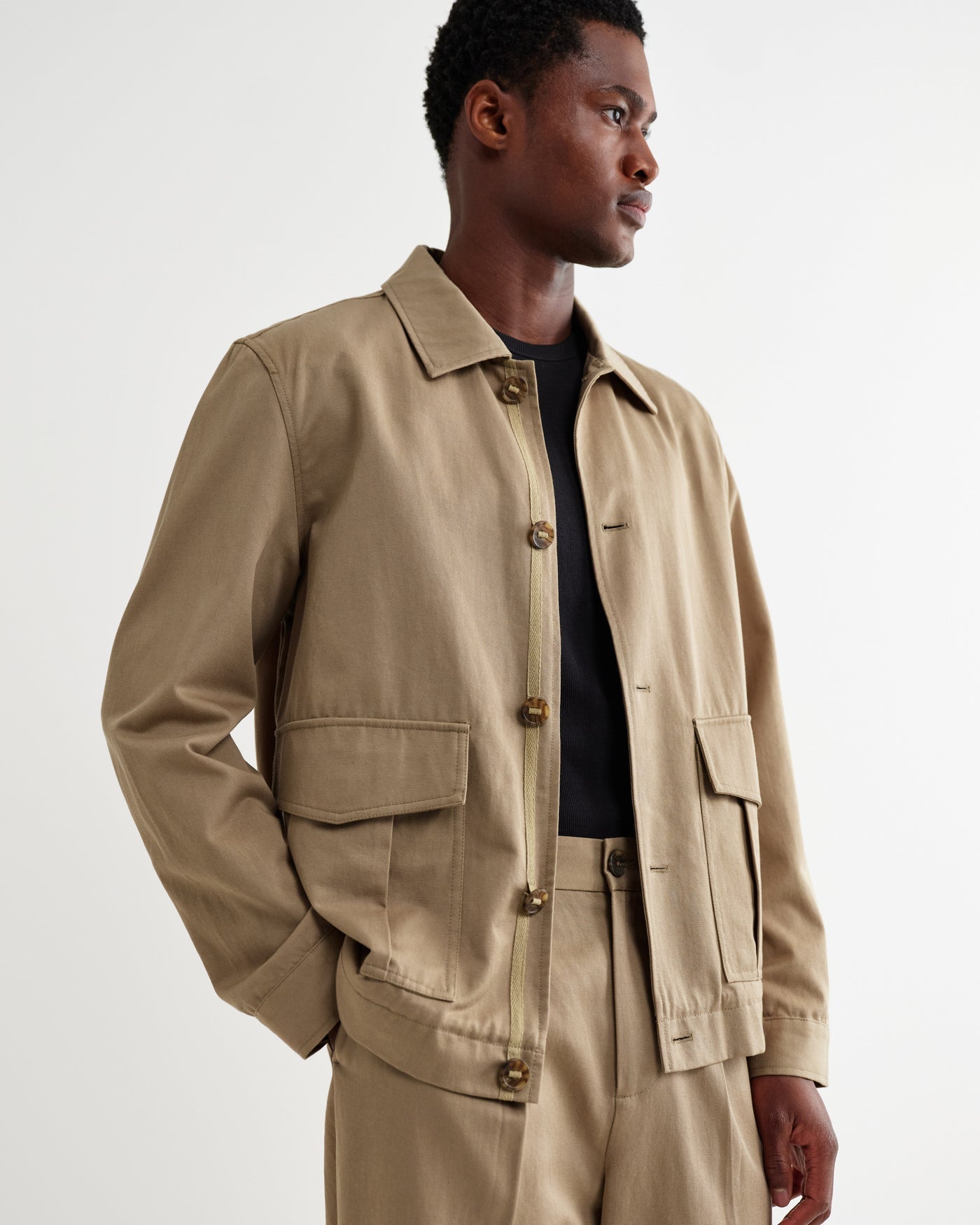 Strand Jacket in Cotton Tencel Twill Beige