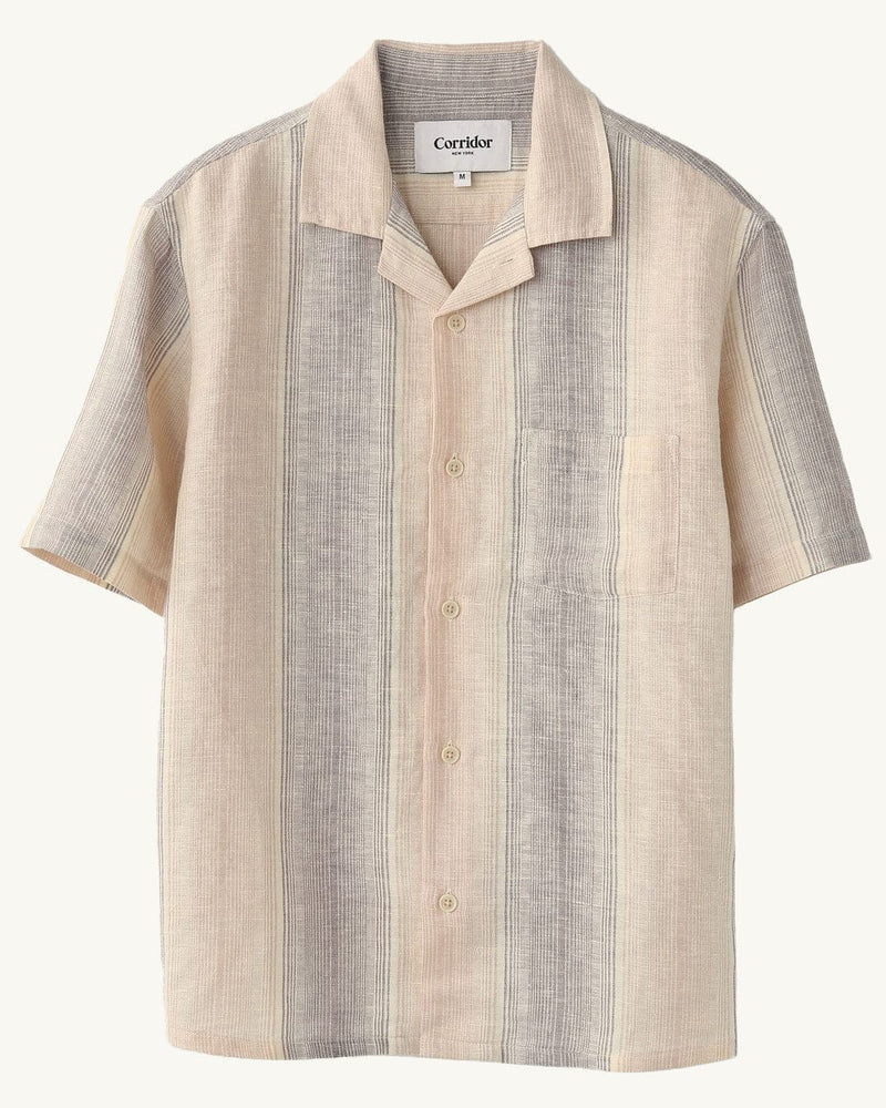 Sunset Stripe Short Sleeve Camp Shirt Violet