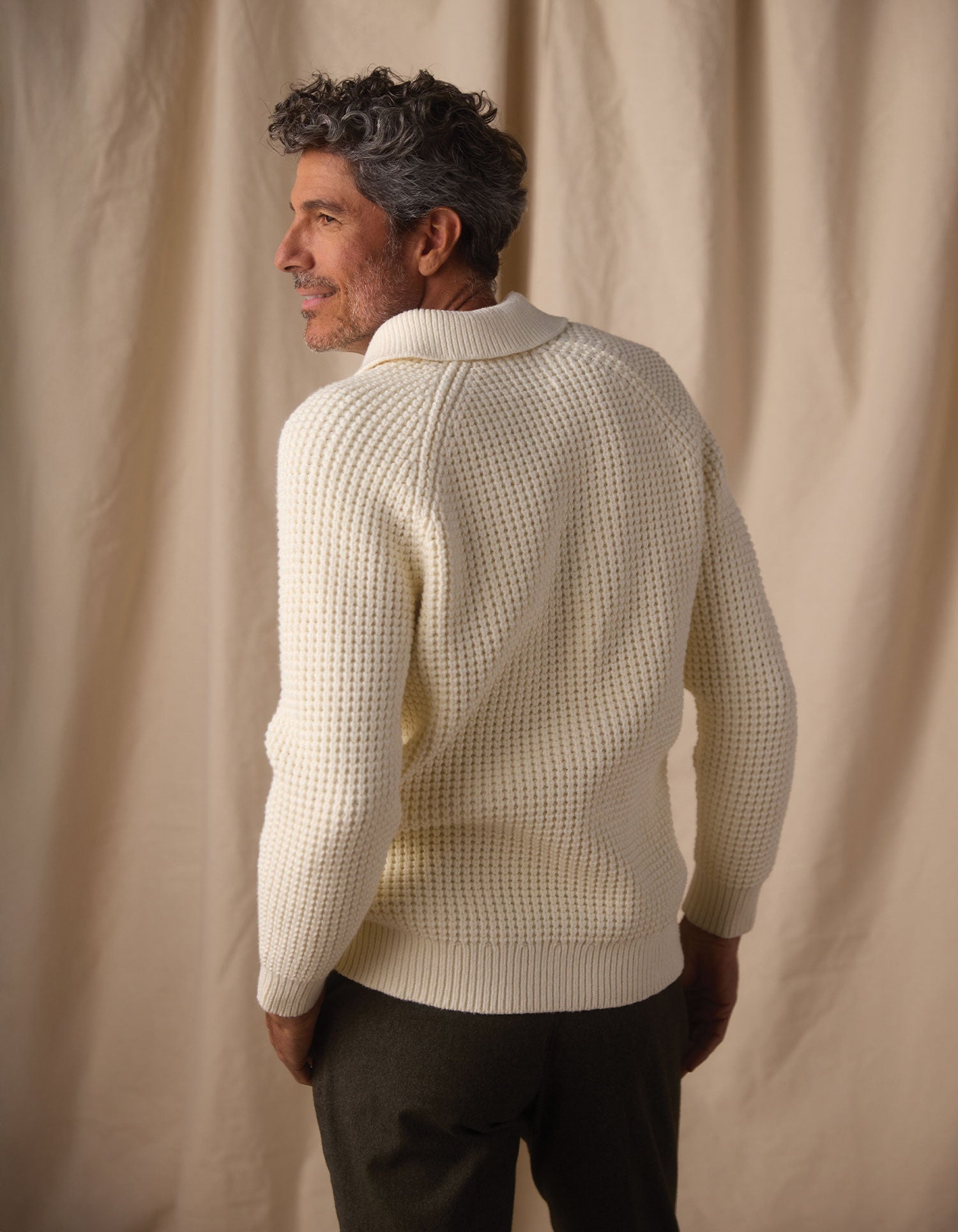 Waffle Sweater Popover Ivory