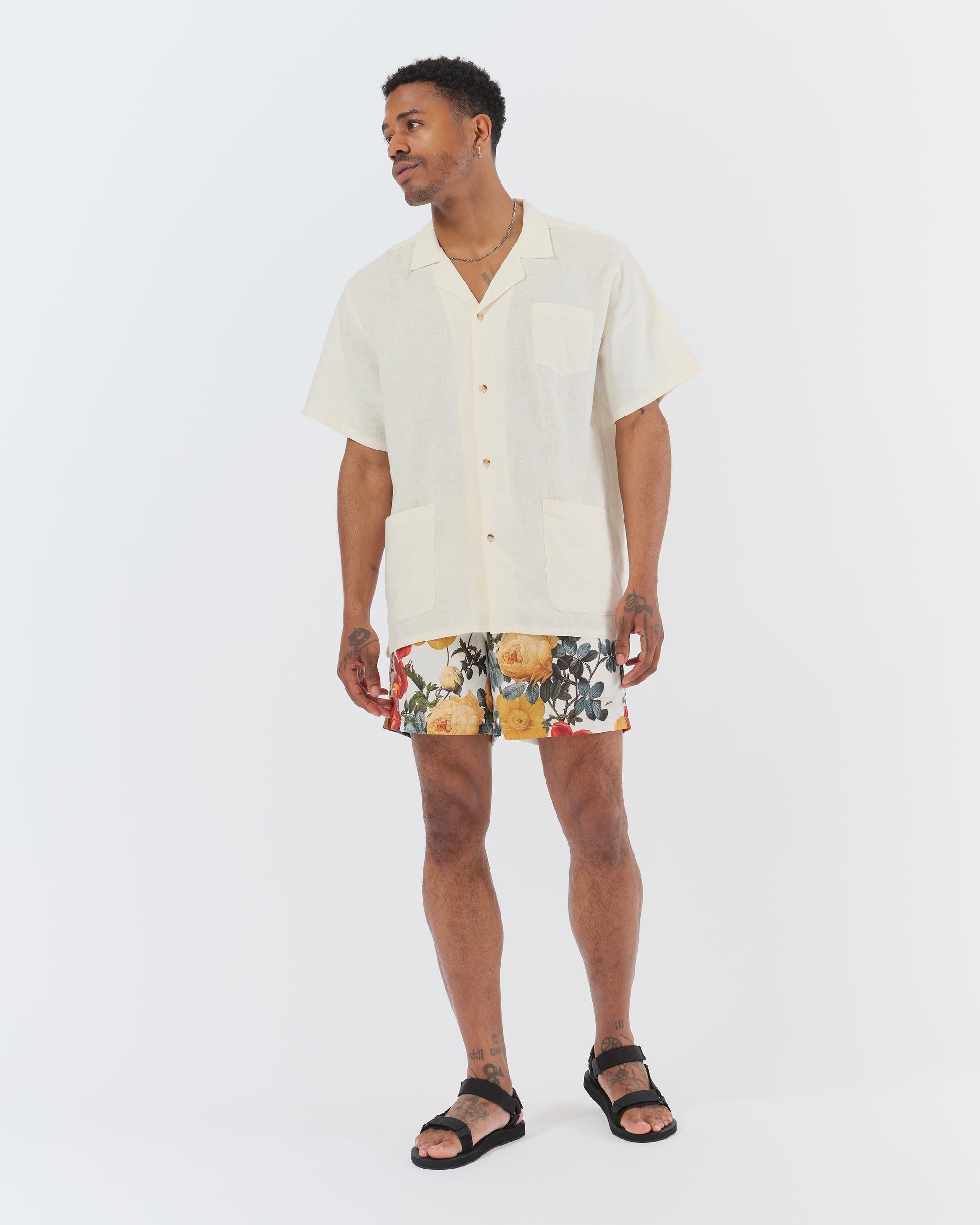 Bouquet Swim Trunk White