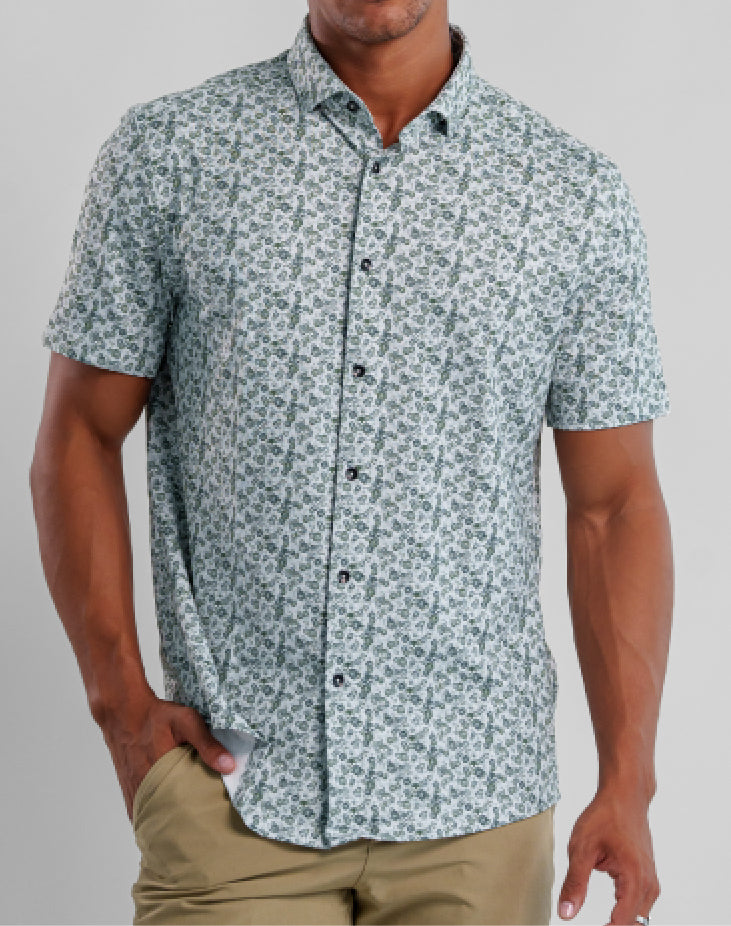 Apex Pique Short Sleeve Shirt - Mesh Skulls Olive