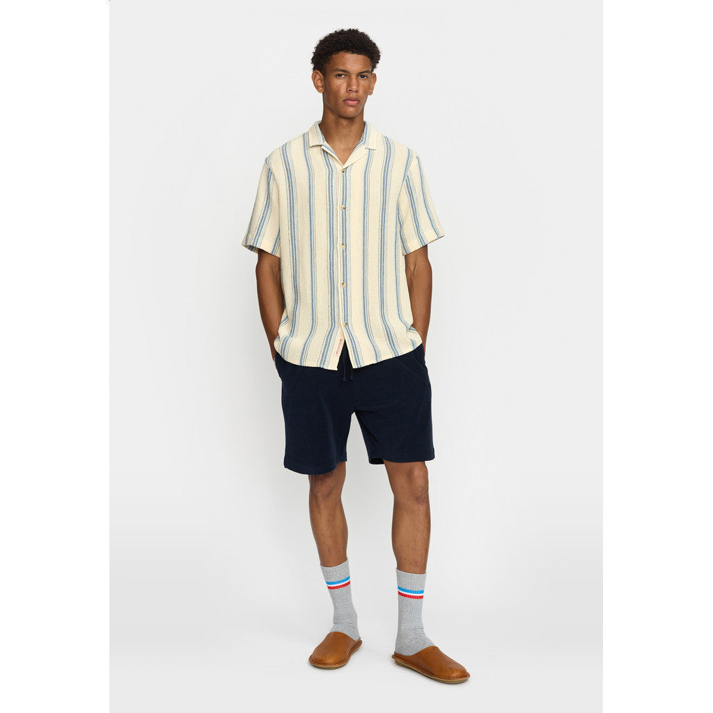 Short Sleeve Cuban Shirt Stripe Blue