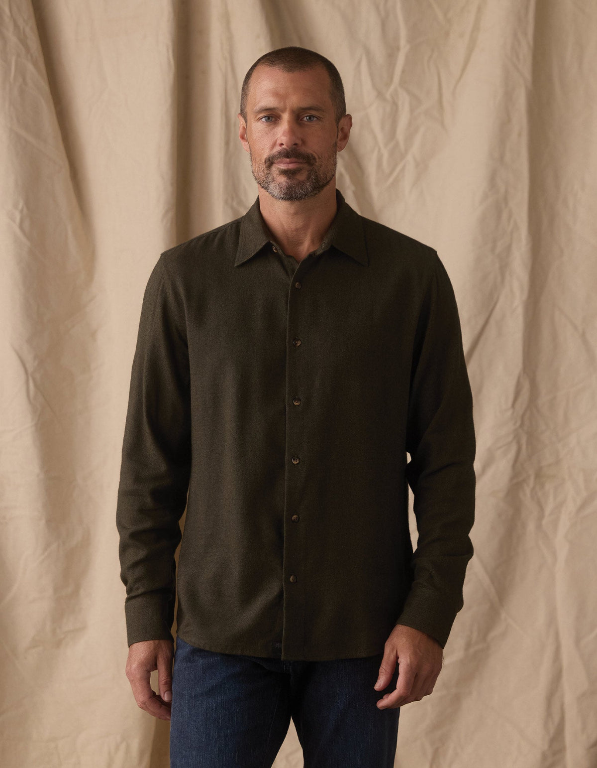 Owen Lightweight Button Up Dark Olive