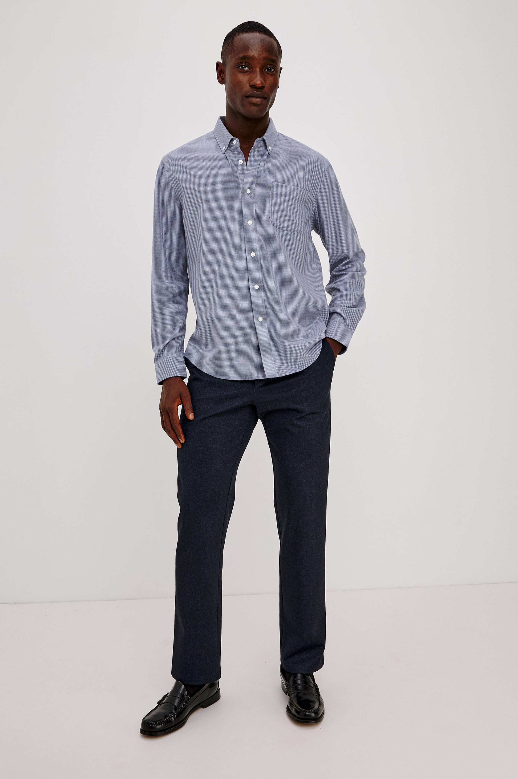 Vance Check Shirt Blue Heather Grid