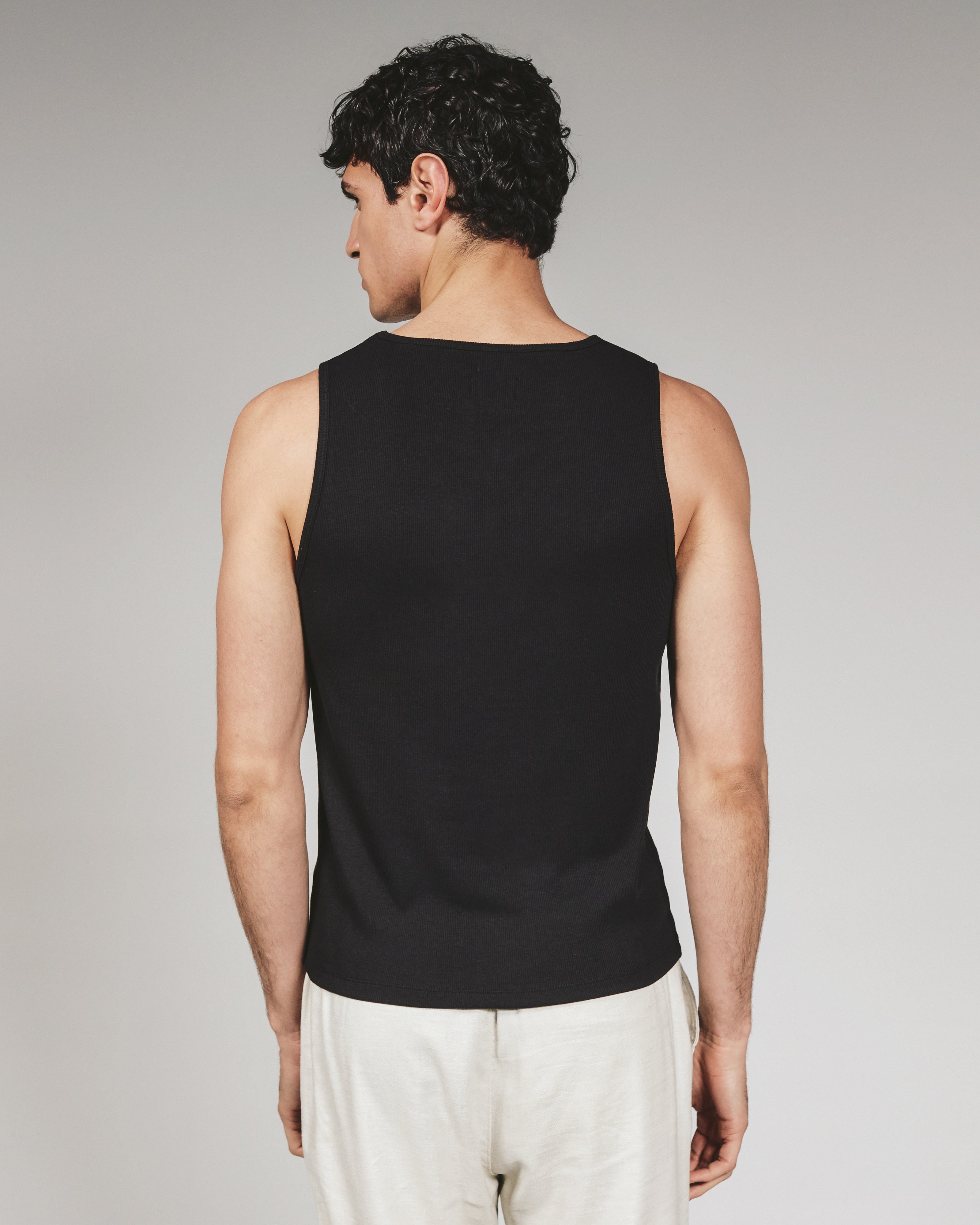 Modal Ribbed Tank Black