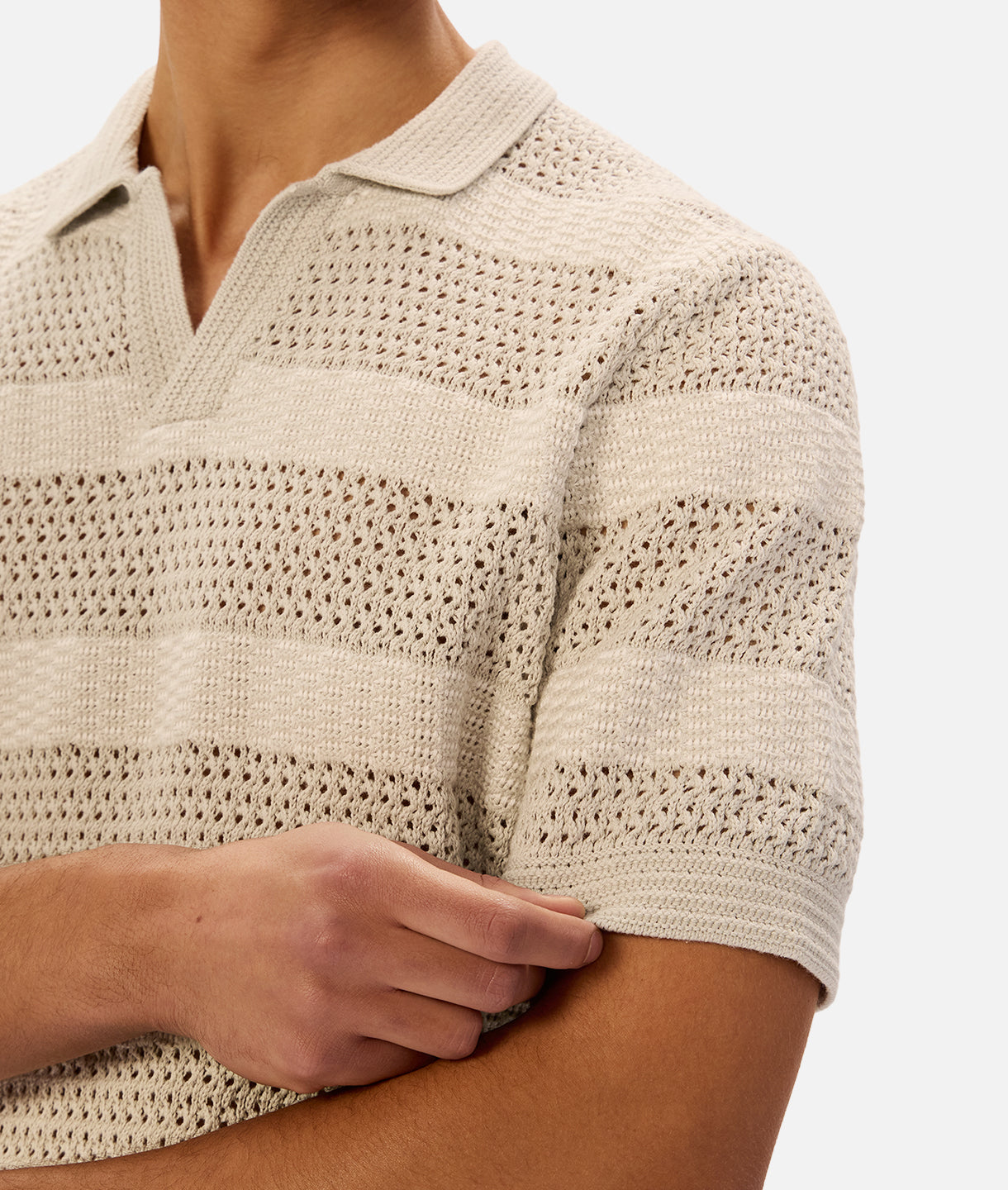 The Menorca Stripe Polo Duck Egg/Creme