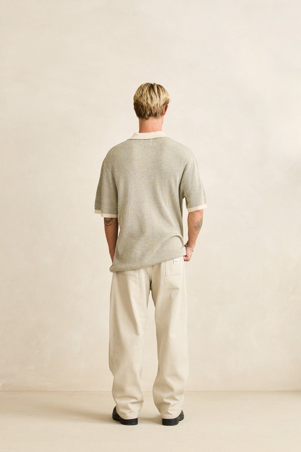 Hi Lo Knit Button Up Shirt Natural