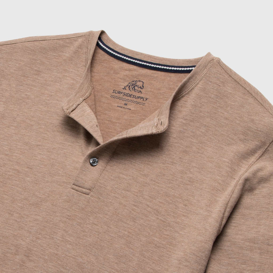 Sean Ultra Soft Classic Henley Camel Heather