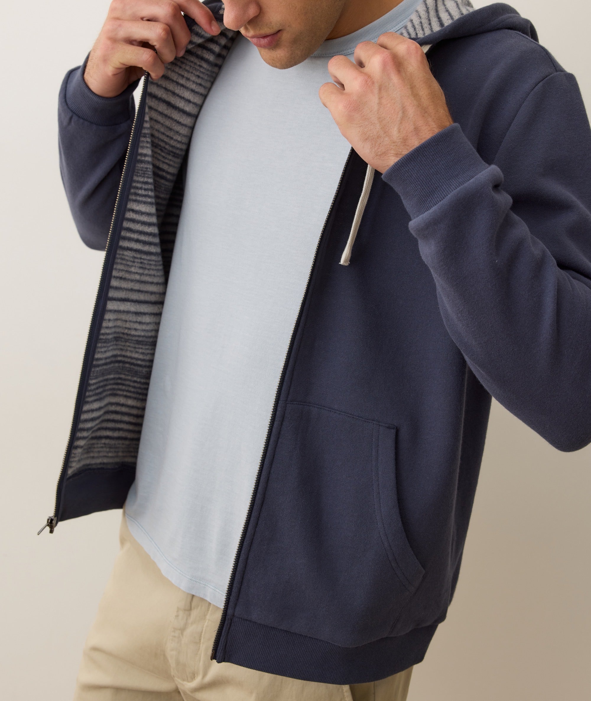 Cloud 9 Fleece Full Zip Hoodie Navy Stripe