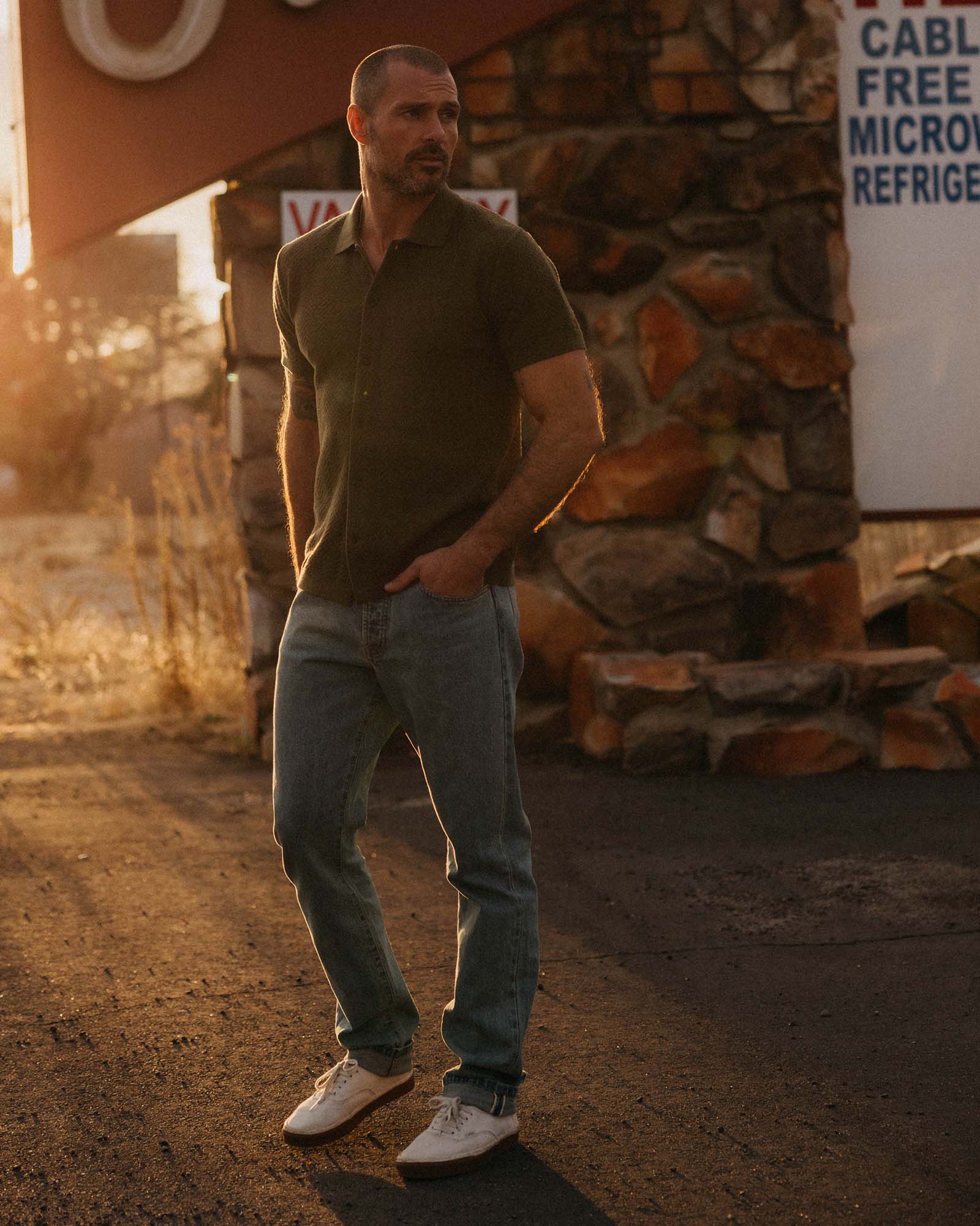 The Button Down Polo Cilantro Herringbone